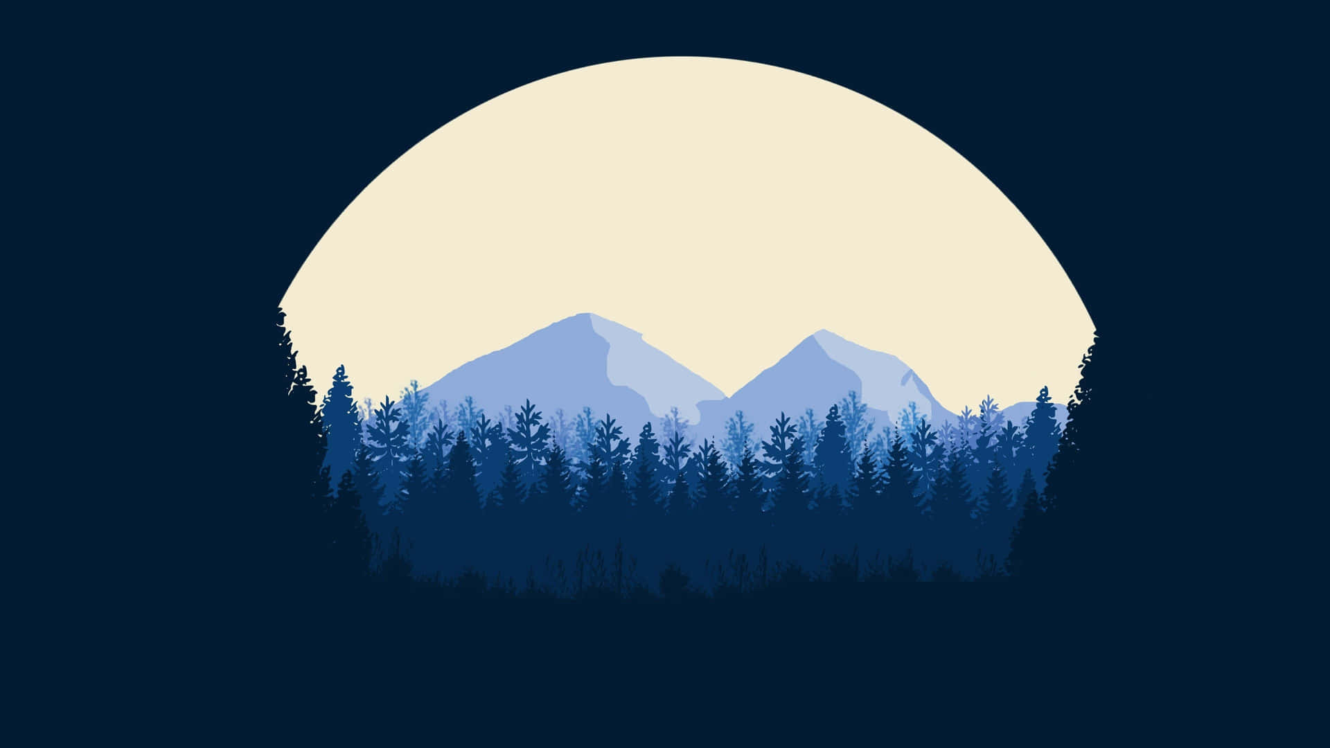 Minimalist Mountain And Fig Trees Art Background