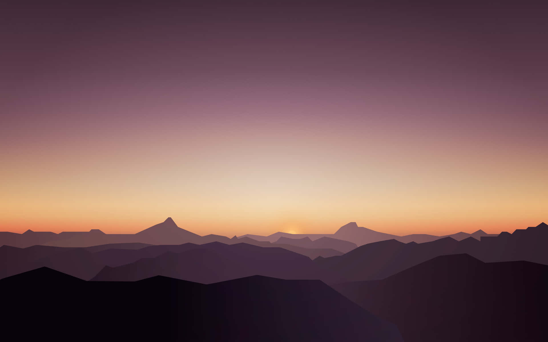 Minimalist Mountains Sunset View Landscape