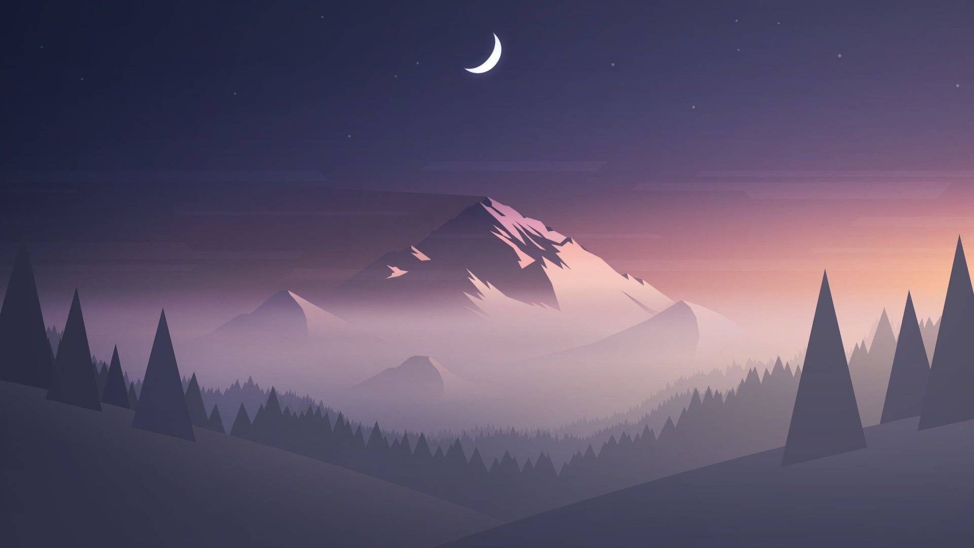 Minimalist Nature At Twilight Background