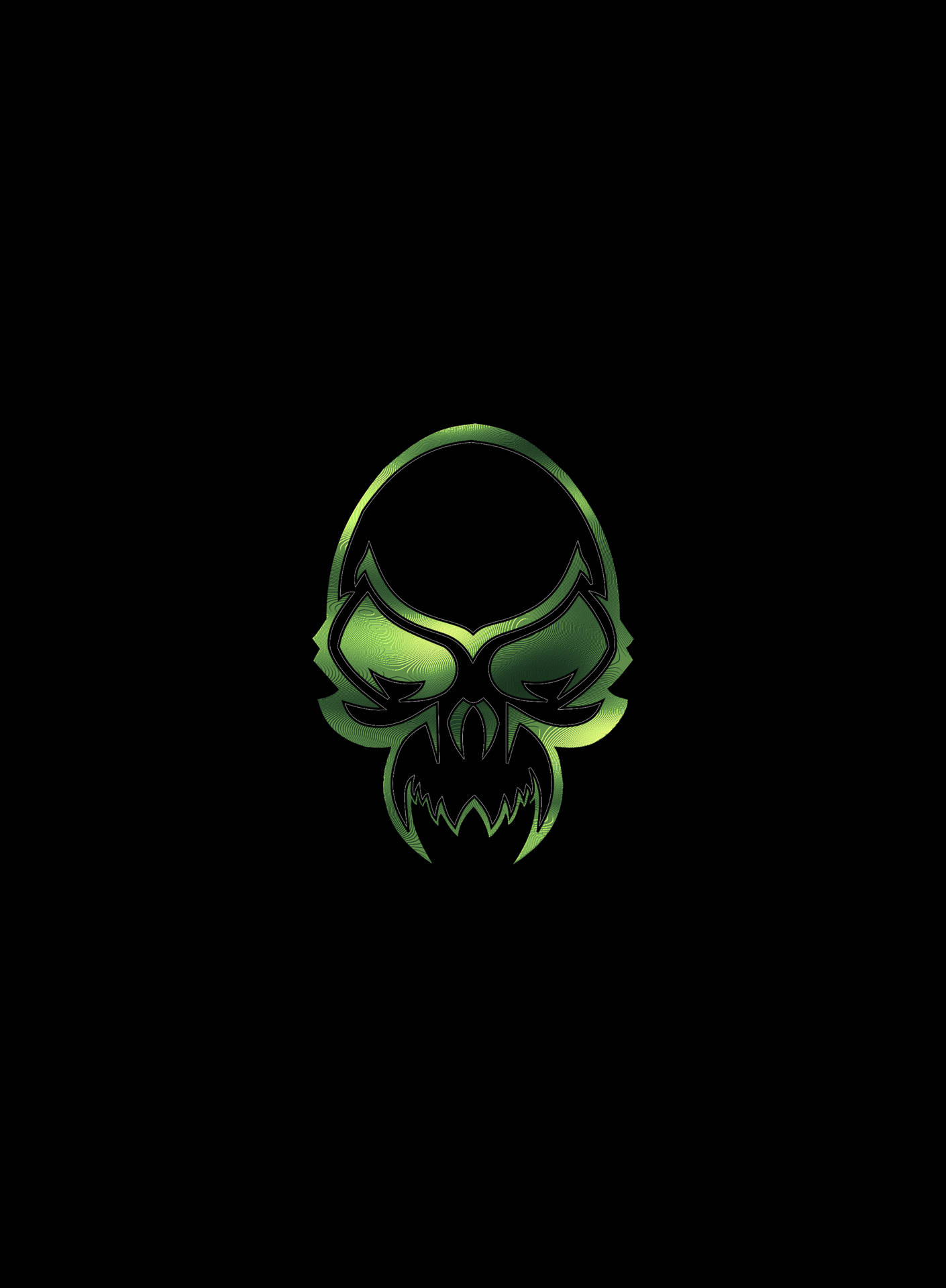 Minimalist Neon Green Demon Skull Background