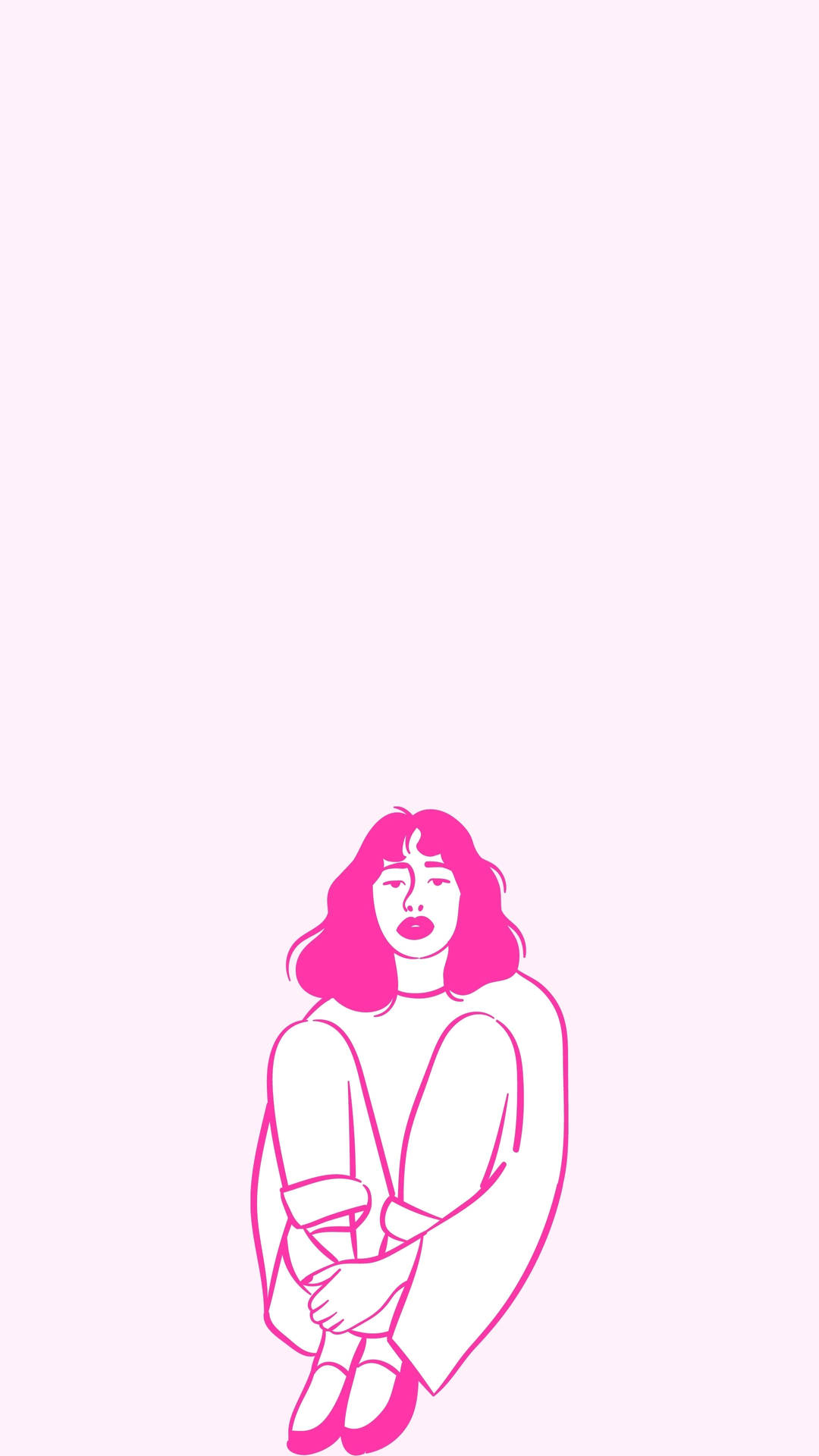 Minimalist Neon Pink Aesthetic Lady Art Background