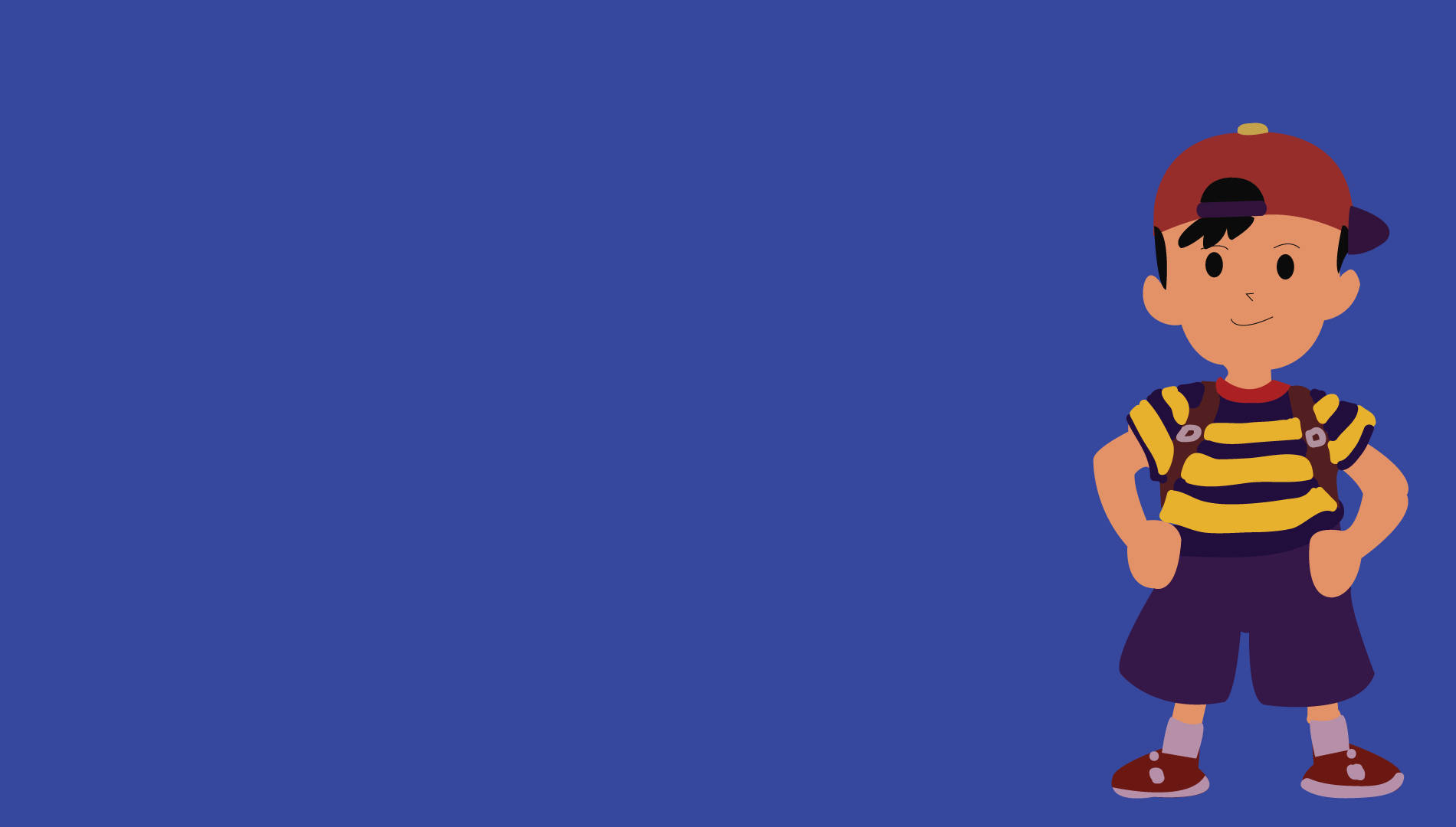 Minimalist Ness Of Earthbound In Blue Background