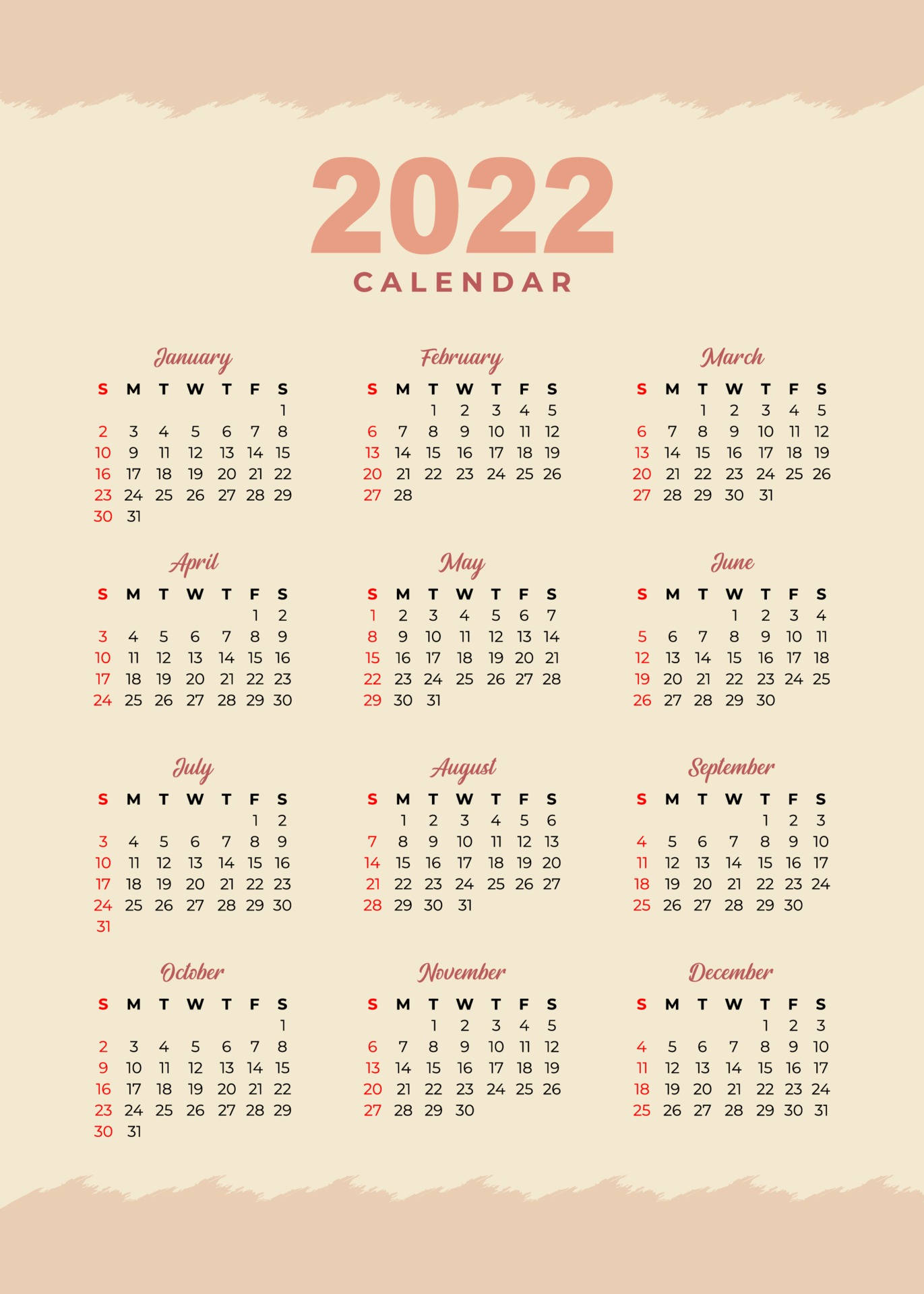 Minimalist Nude 2022 Calendar Background