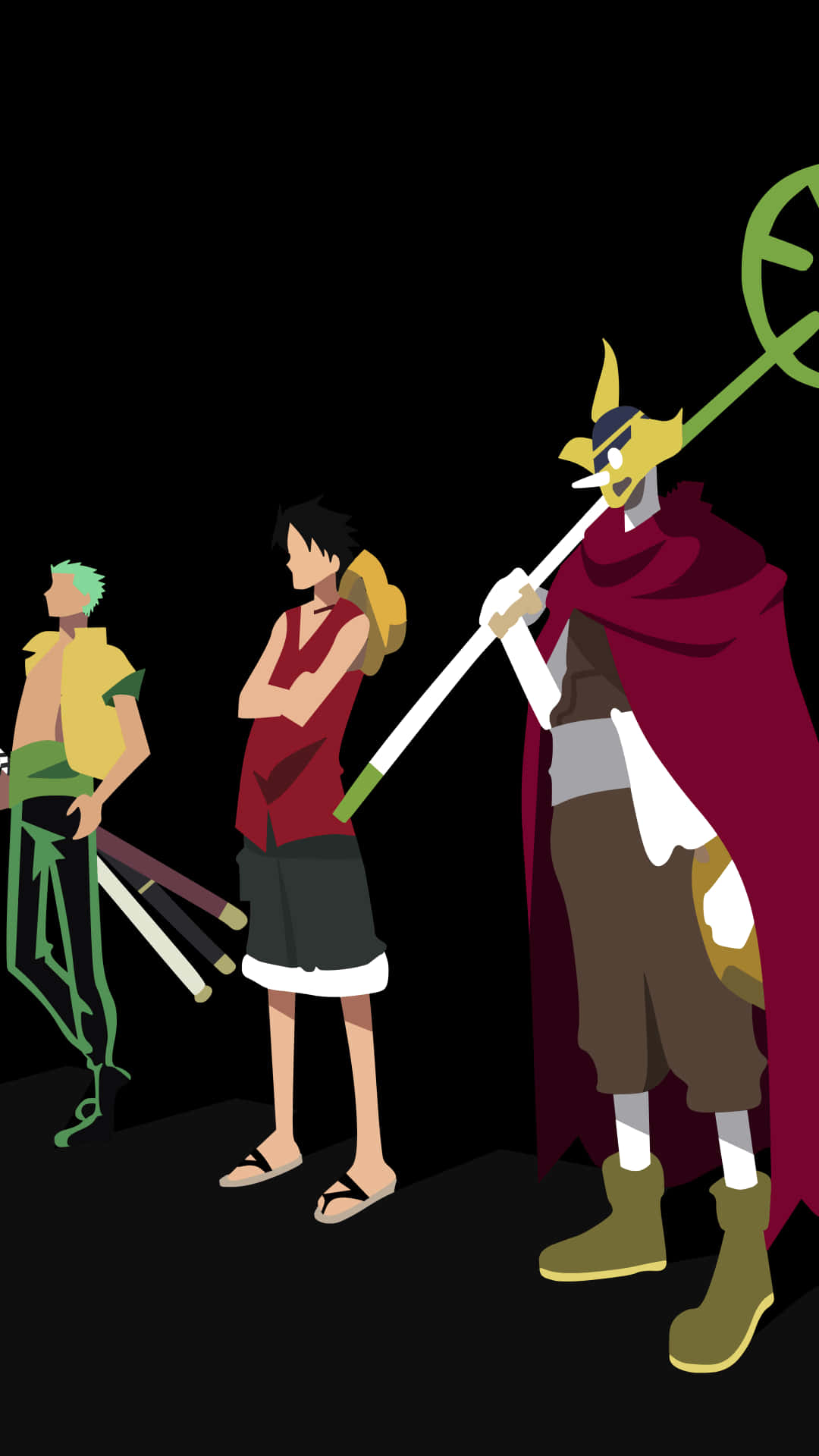 Minimalist One Piece Usopp, Luffy, And Zoro Background