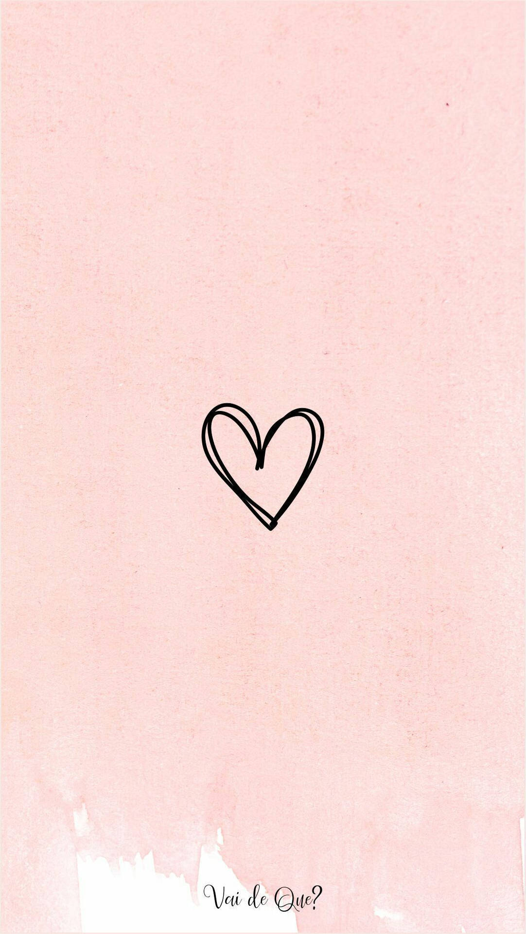 Minimalist Pastel Pink Heart Line Art Background