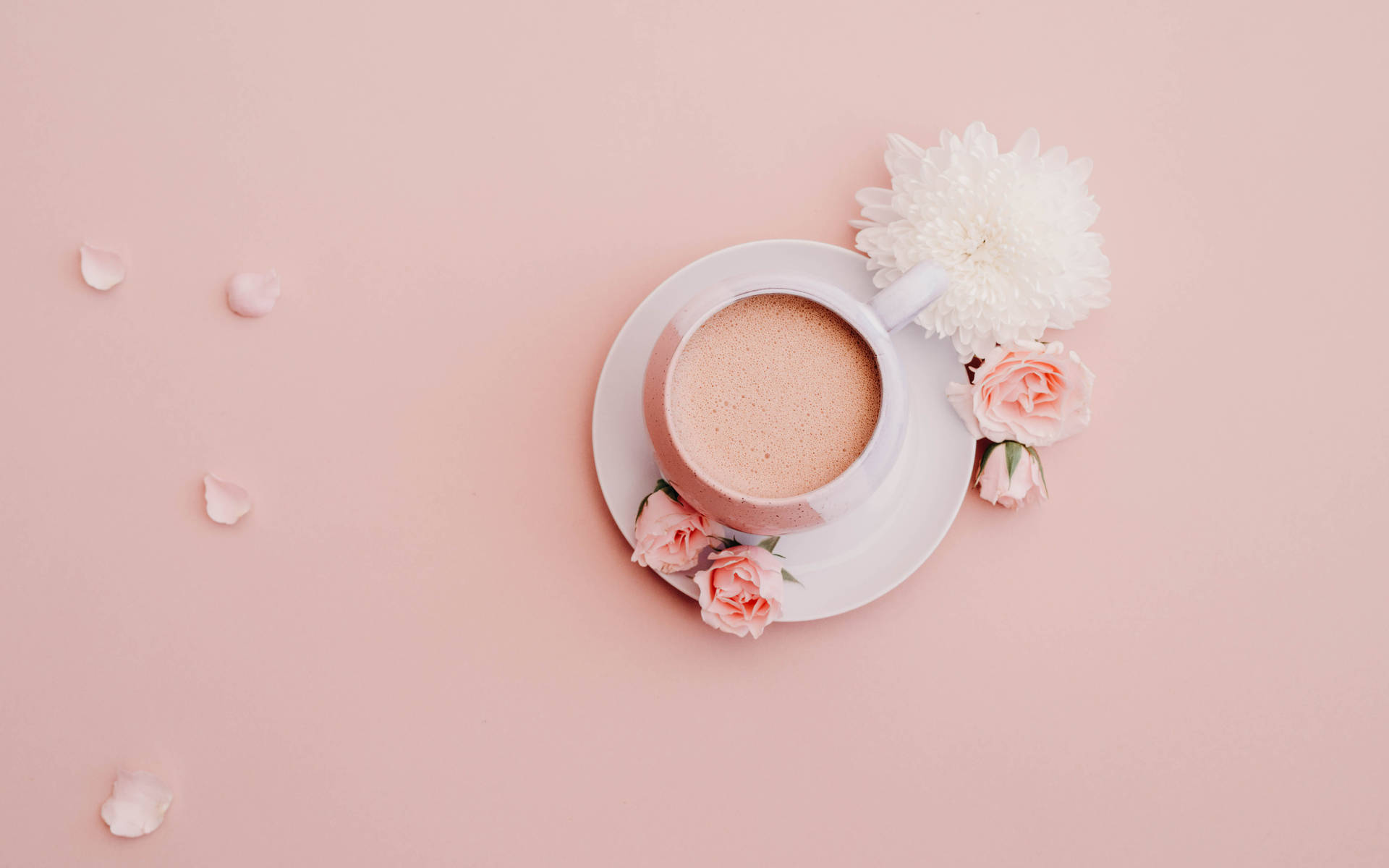 Minimalist Photo Of Coffee In Pastel Colors Background