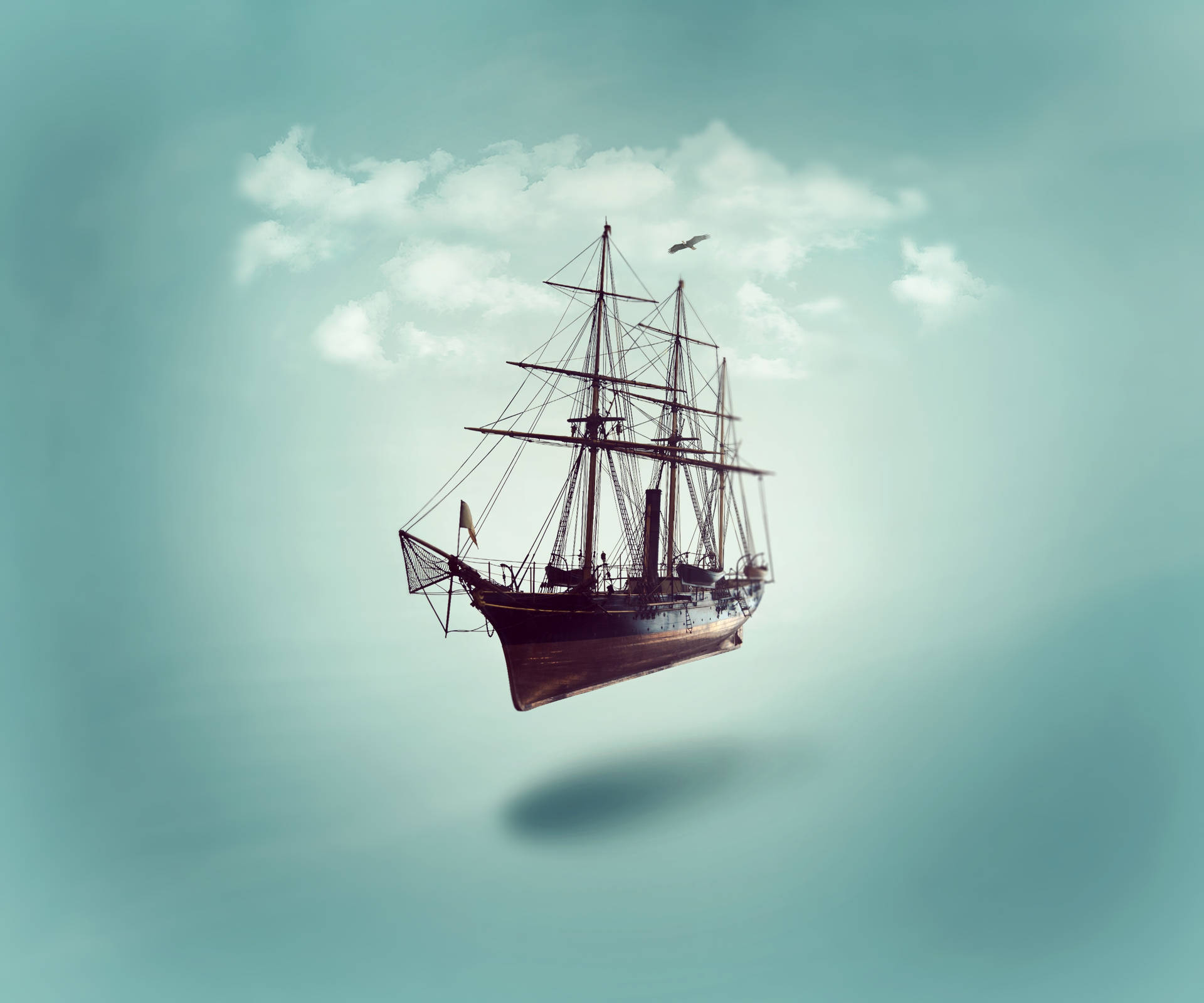 Minimalist Pirate Ship Art Background