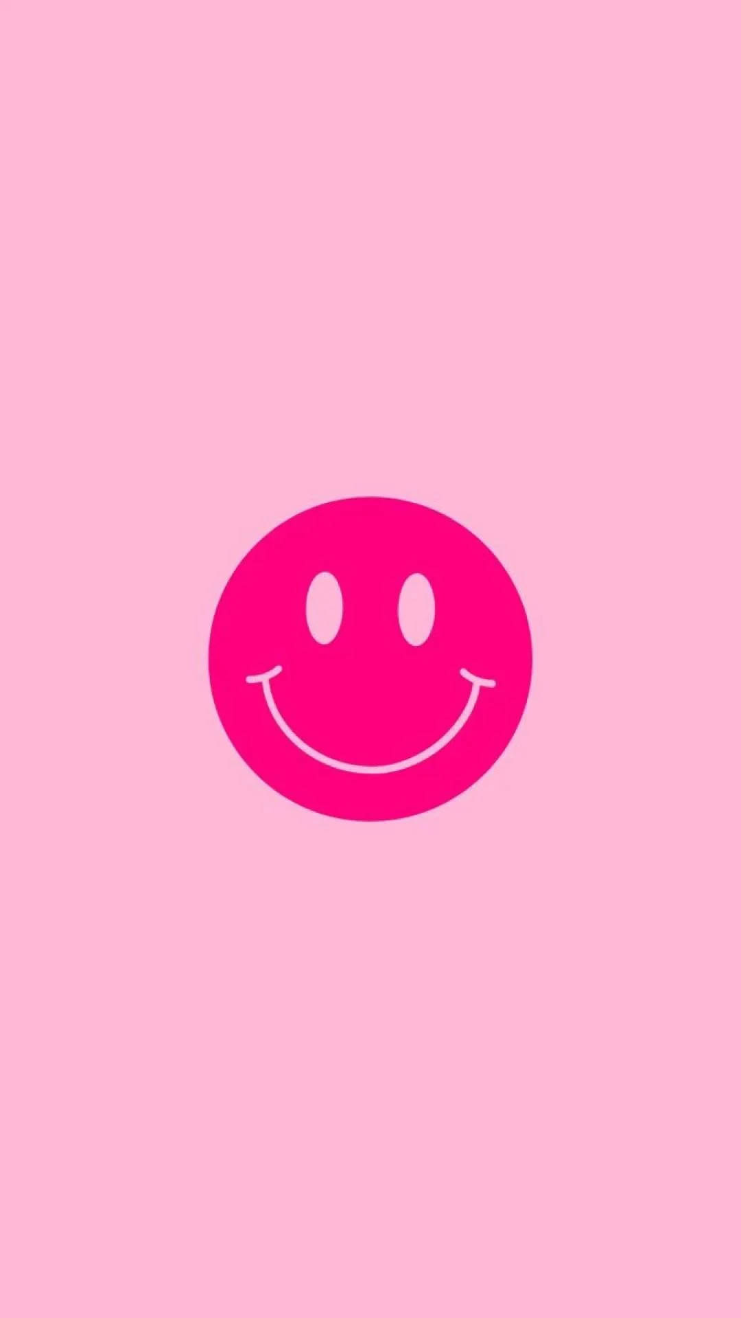 Minimalist Preppy Pink Smiley Face Background