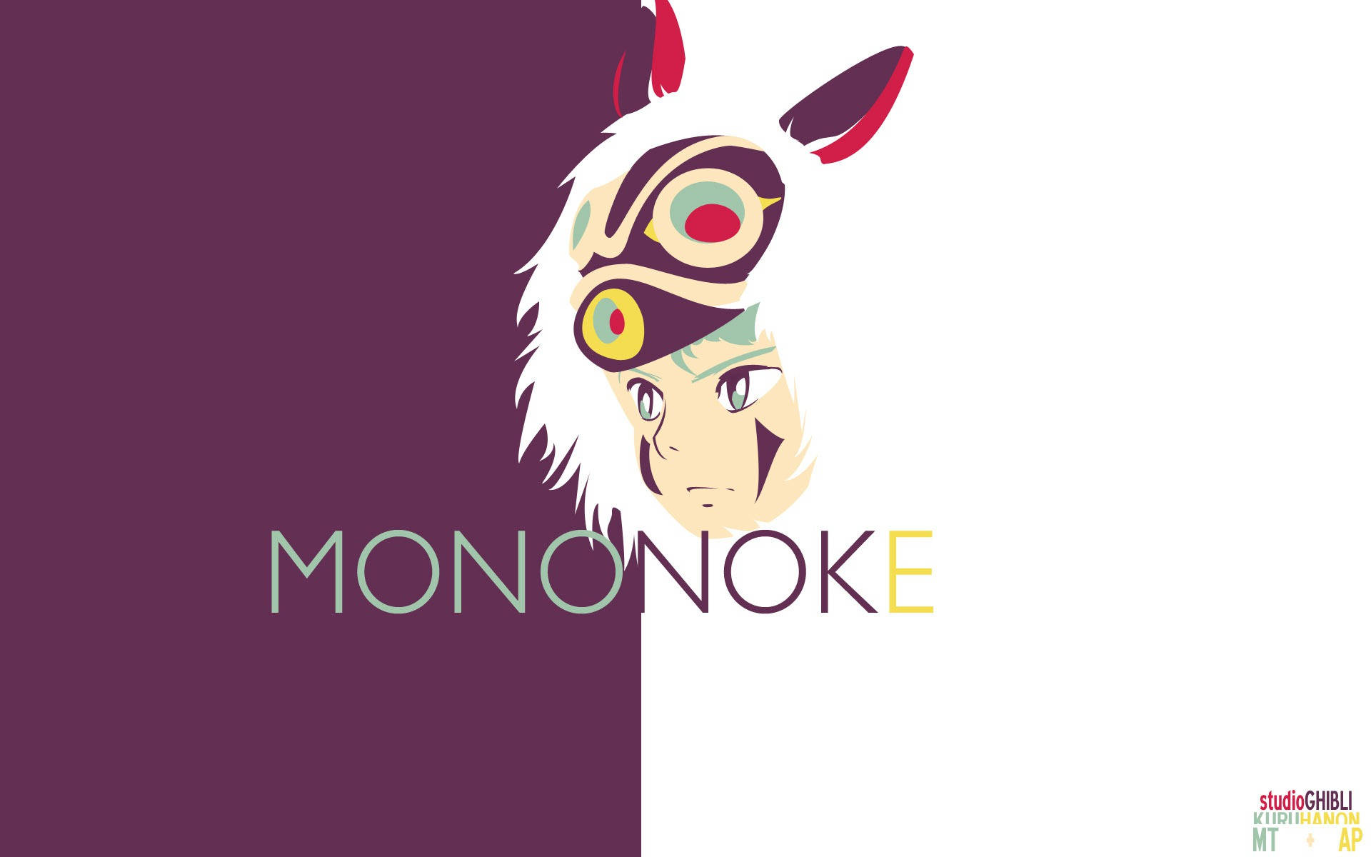 Minimalist Princess Mononoke Face Ghibli Background