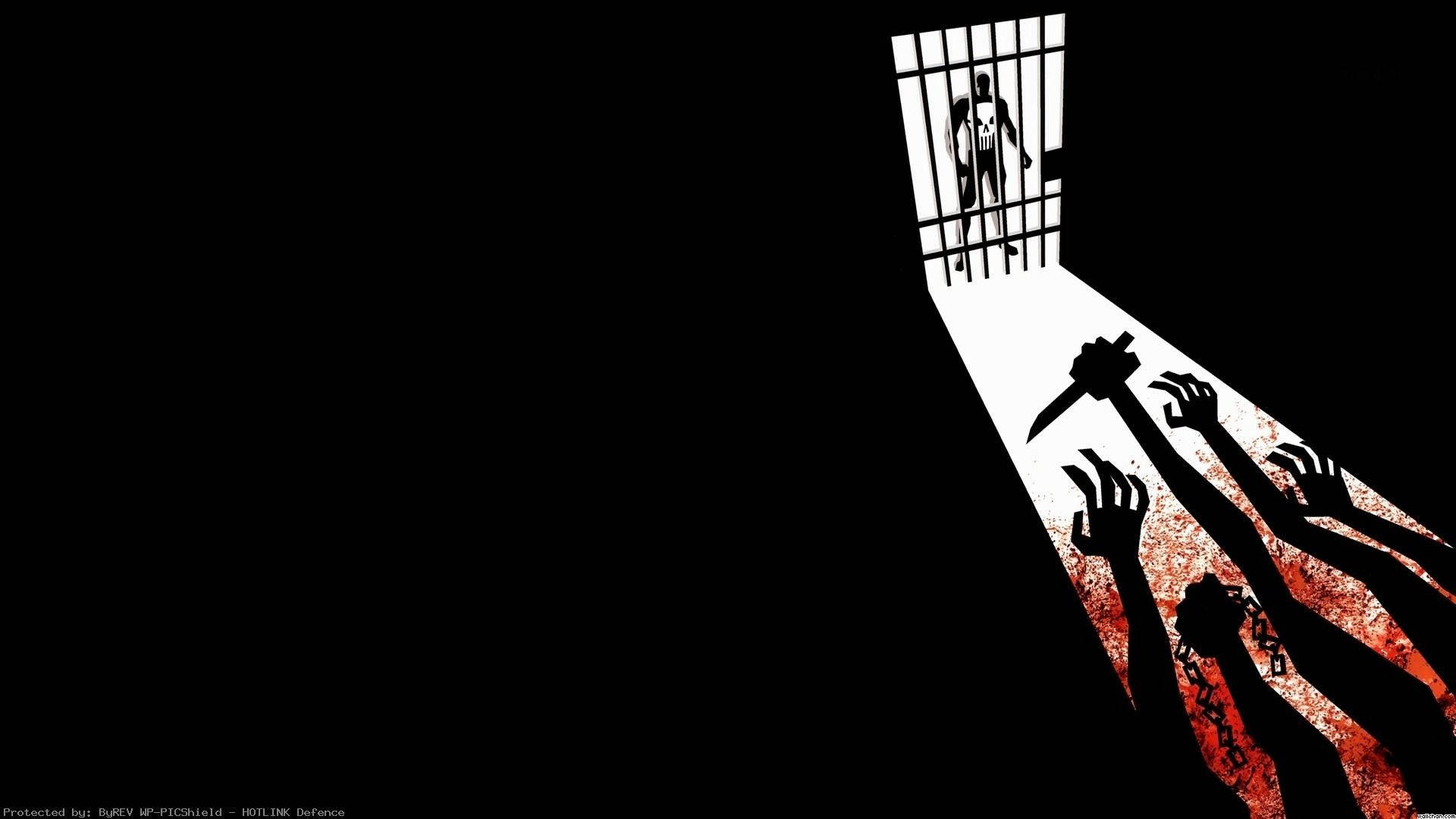 Minimalist Punisher In Jail Background