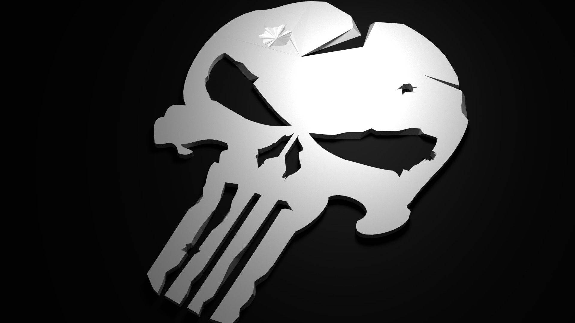 Minimalist Punisher Skull 3d Top View Background