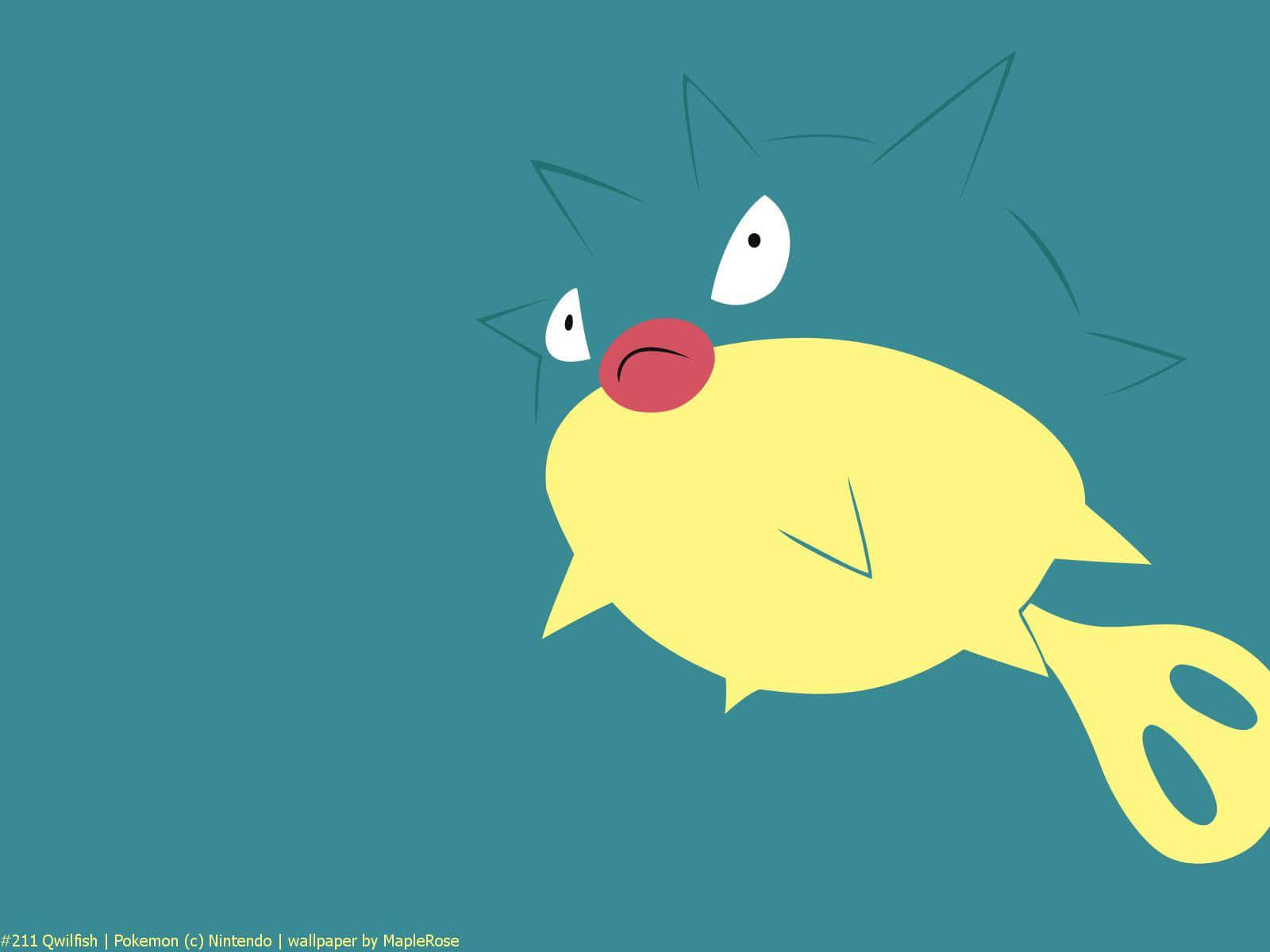 Minimalist Qwilfish With A Teal Aesthetic Background