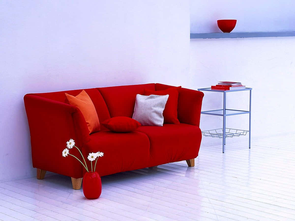 Minimalist Red And White Interior Background