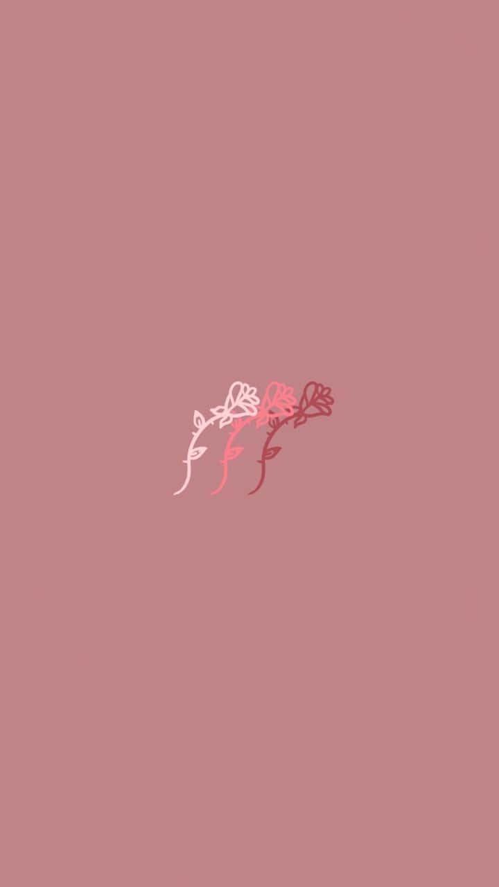 Minimalist Rose Art In Pink Aesthetic Iphone Background