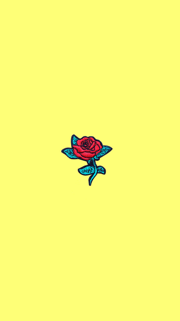 Minimalist Rose Cute Pastel Yellow Background