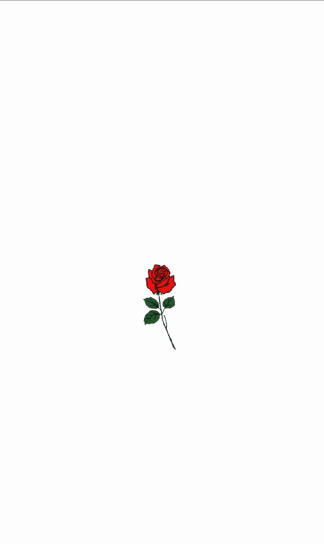 Minimalist Rose With Stem White Screen Background