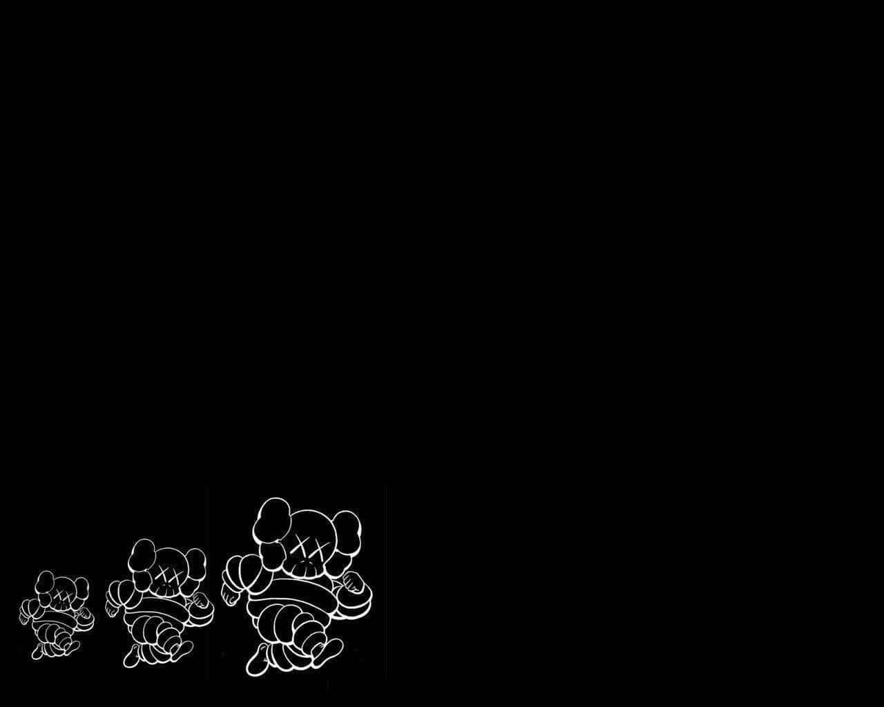 Minimalist Runnig Kaws Black And White Background