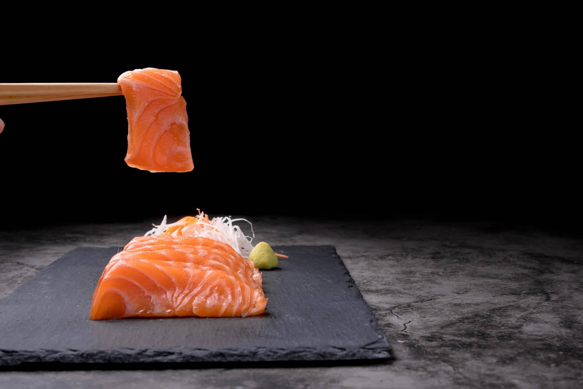 Minimalist Salmon Sashimi Serving