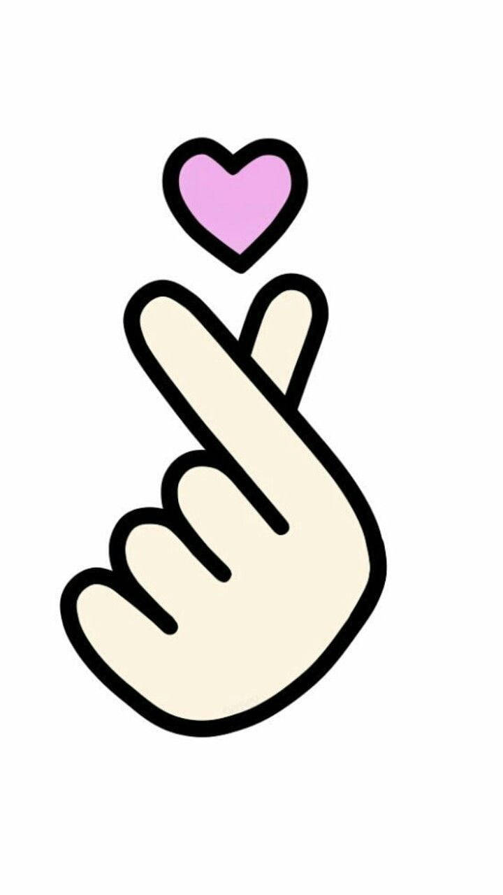 Minimalist Saranghae Finger Heart Background