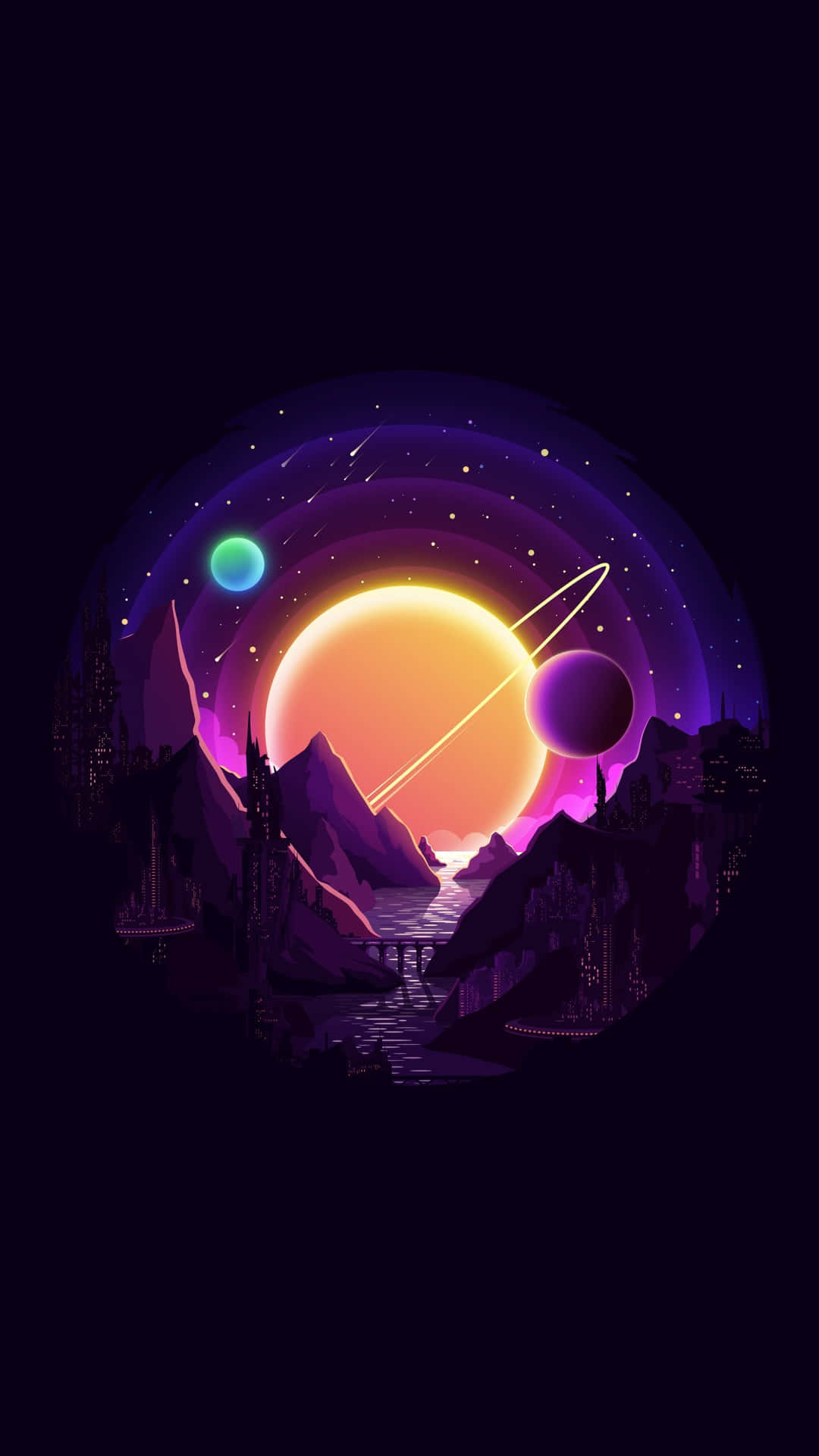 Minimalist Space With Celestial Bodies Background