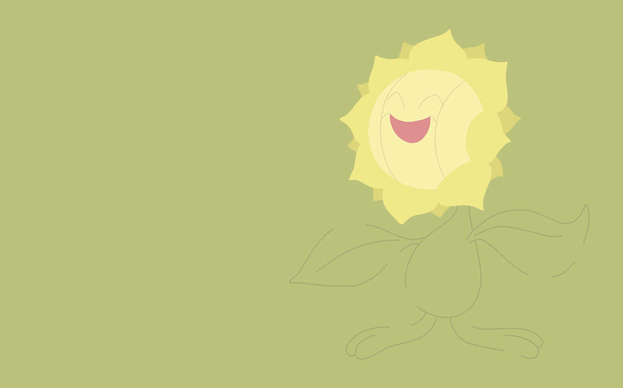 Minimalist Sunflora With Green Background Background
