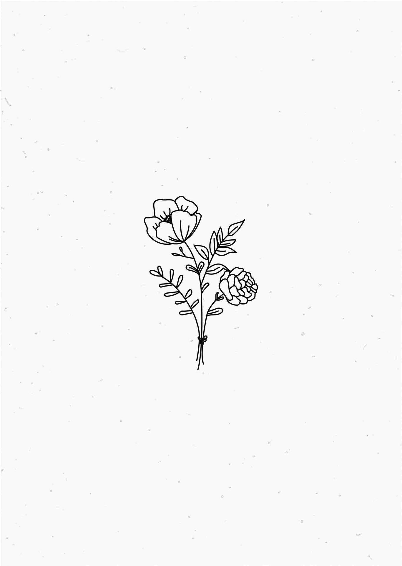 Minimalist Tablet Roses Sketch Background