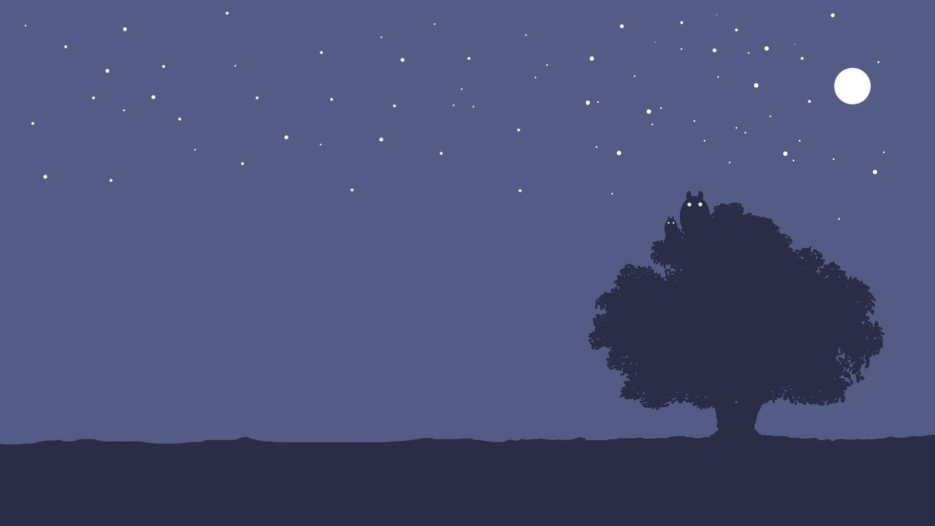 Minimalist Totoro Tree Silhouette Background