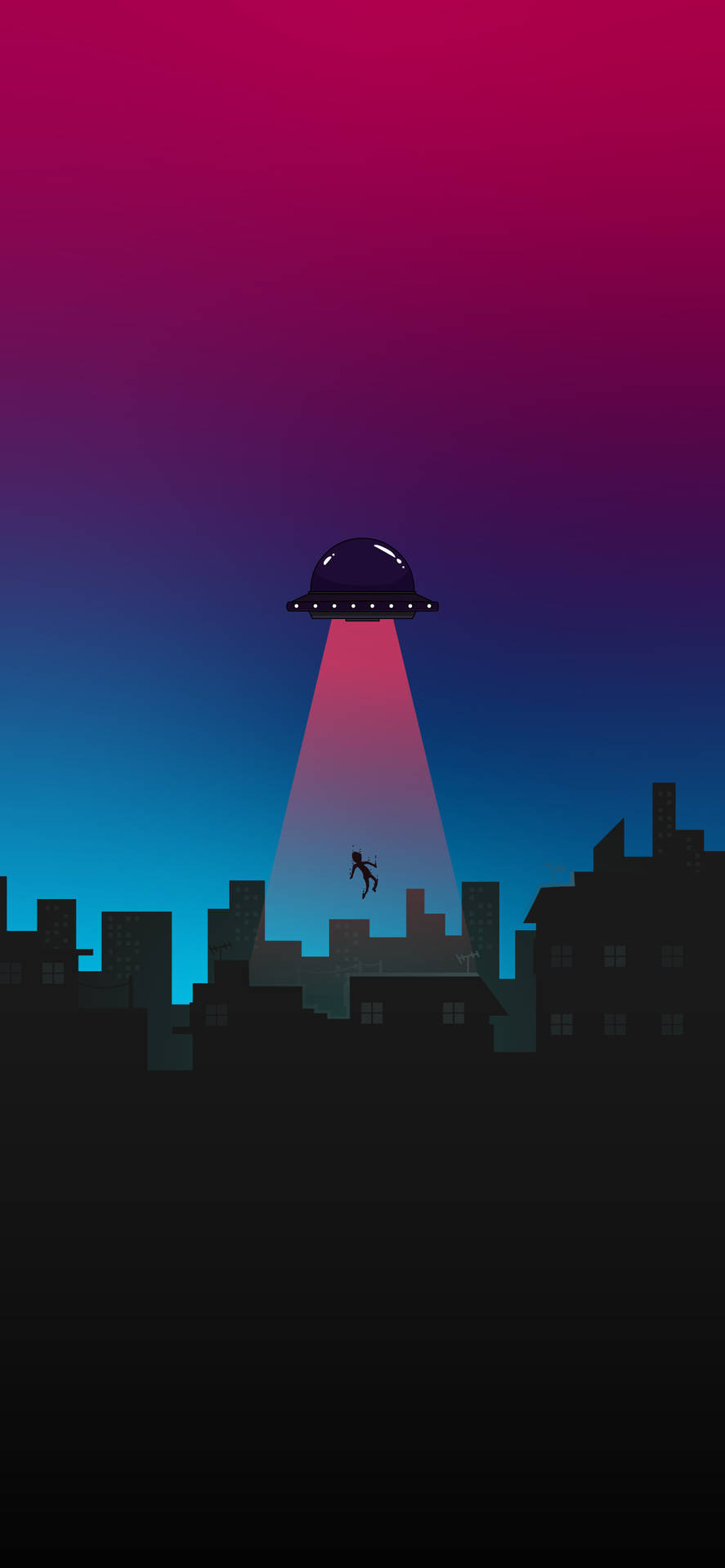 Minimalist Ufo Abduction Red Sky