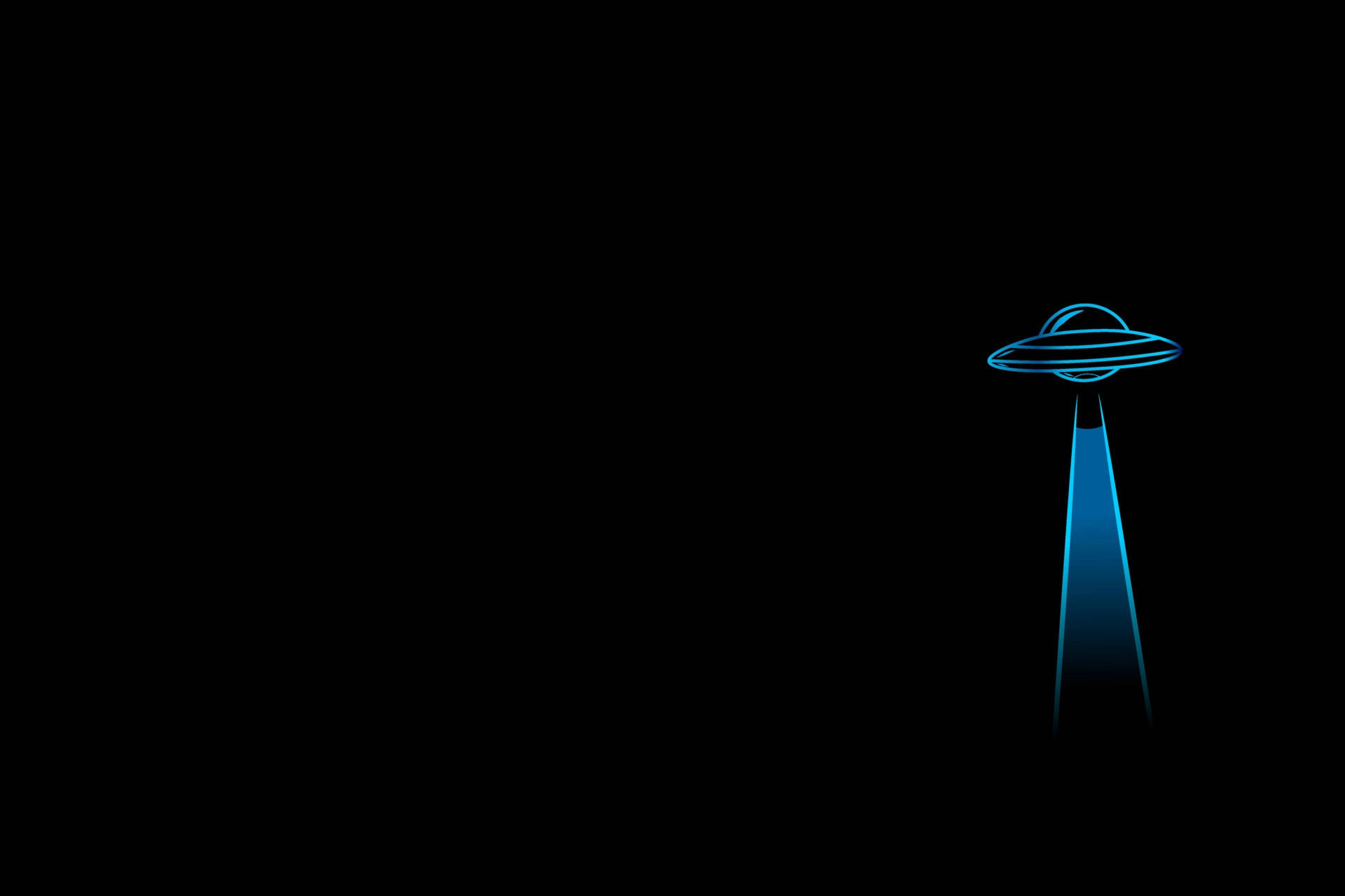 Minimalist Ufo Neon Blue Art Background