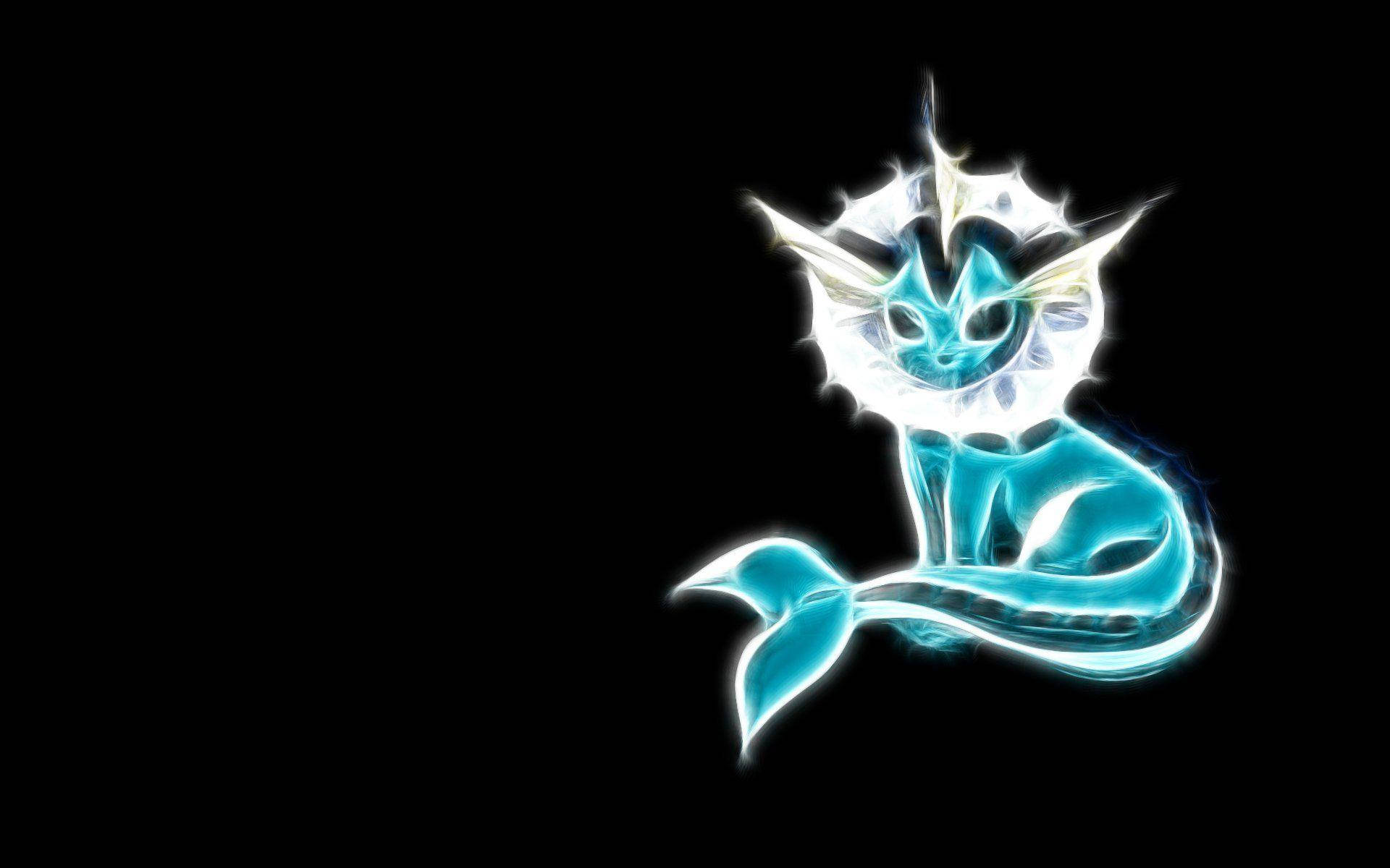 Minimalist Vaporeon On Black Background