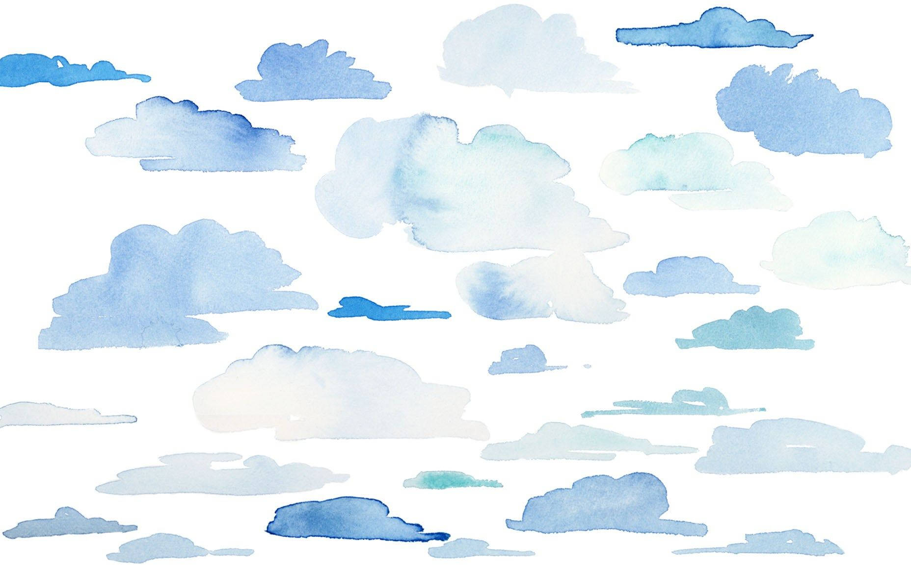 Minimalist Watercolor Clouds Artwork Background