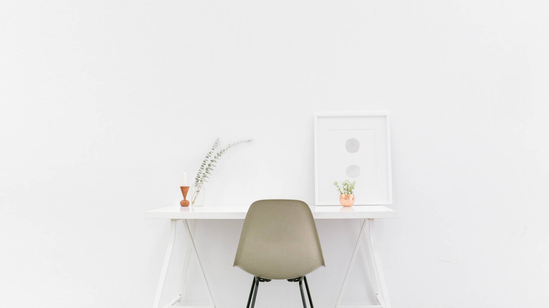 Minimalist White Desk Setup Background