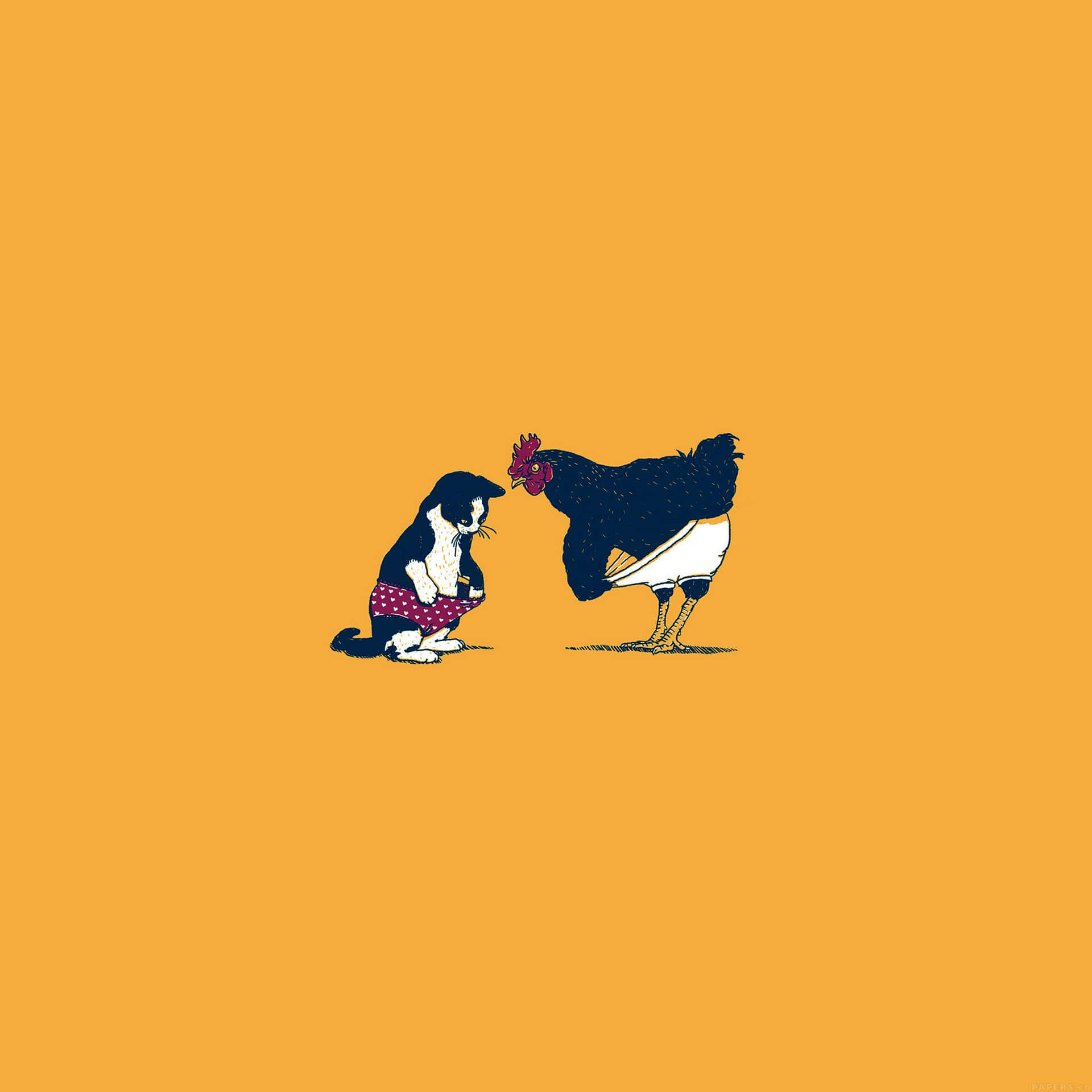 Minimalist Yellow Cat And Rooster Cute Girly Ipad