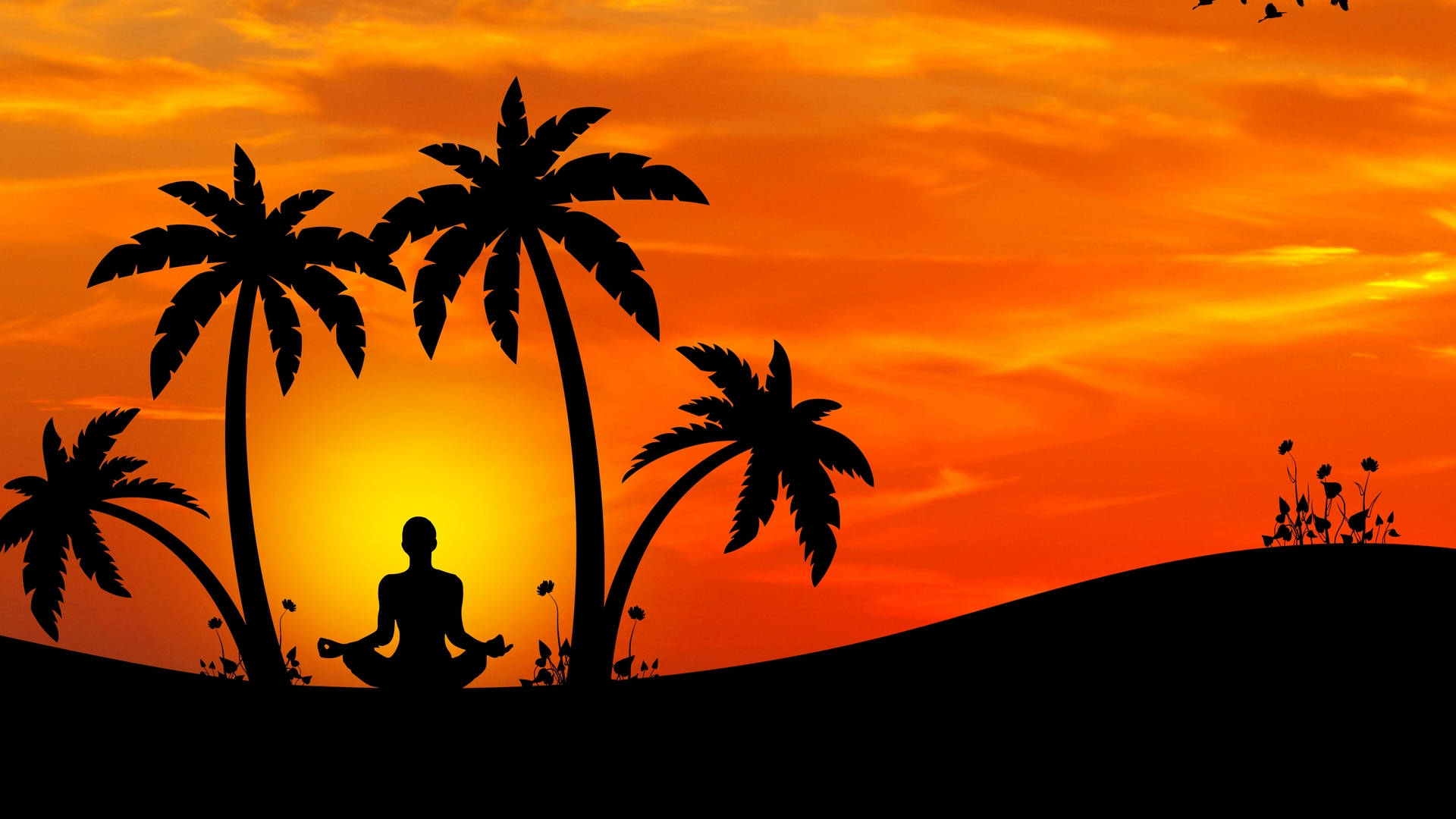 Minimalist Yoga Meditation In Digital Background