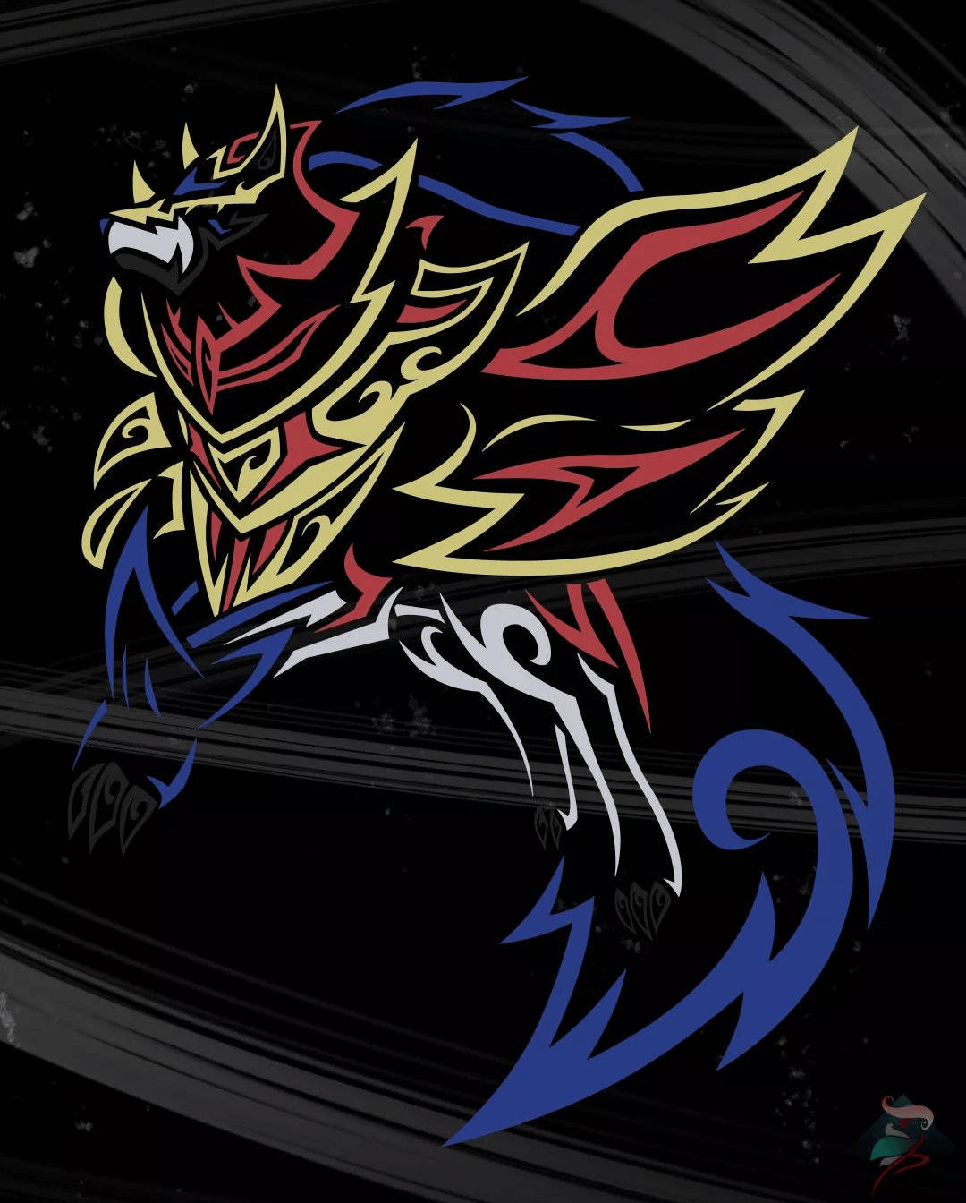 Minimalist Zamazenta Colorful Outline