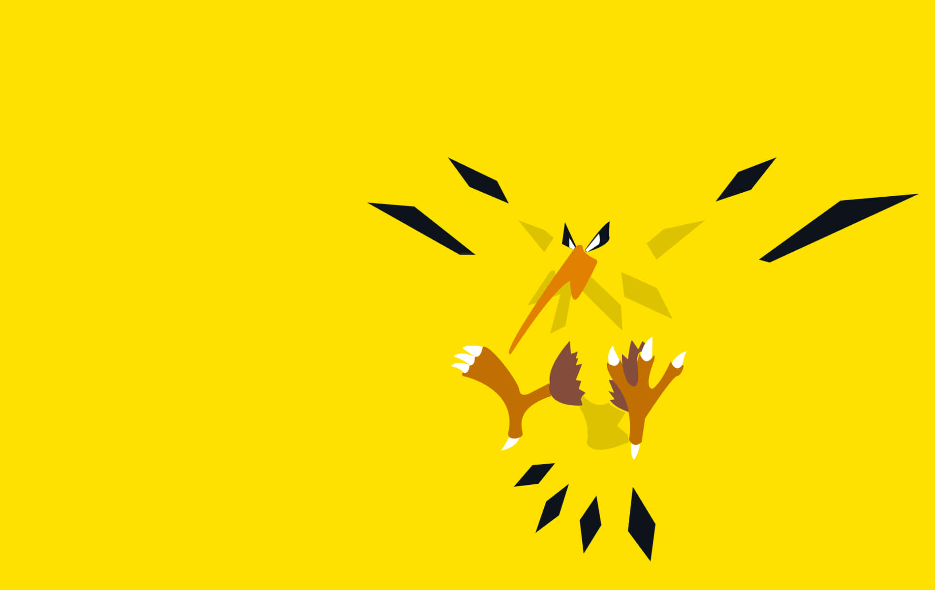 Minimalist Zapdos On Yellow Background Background