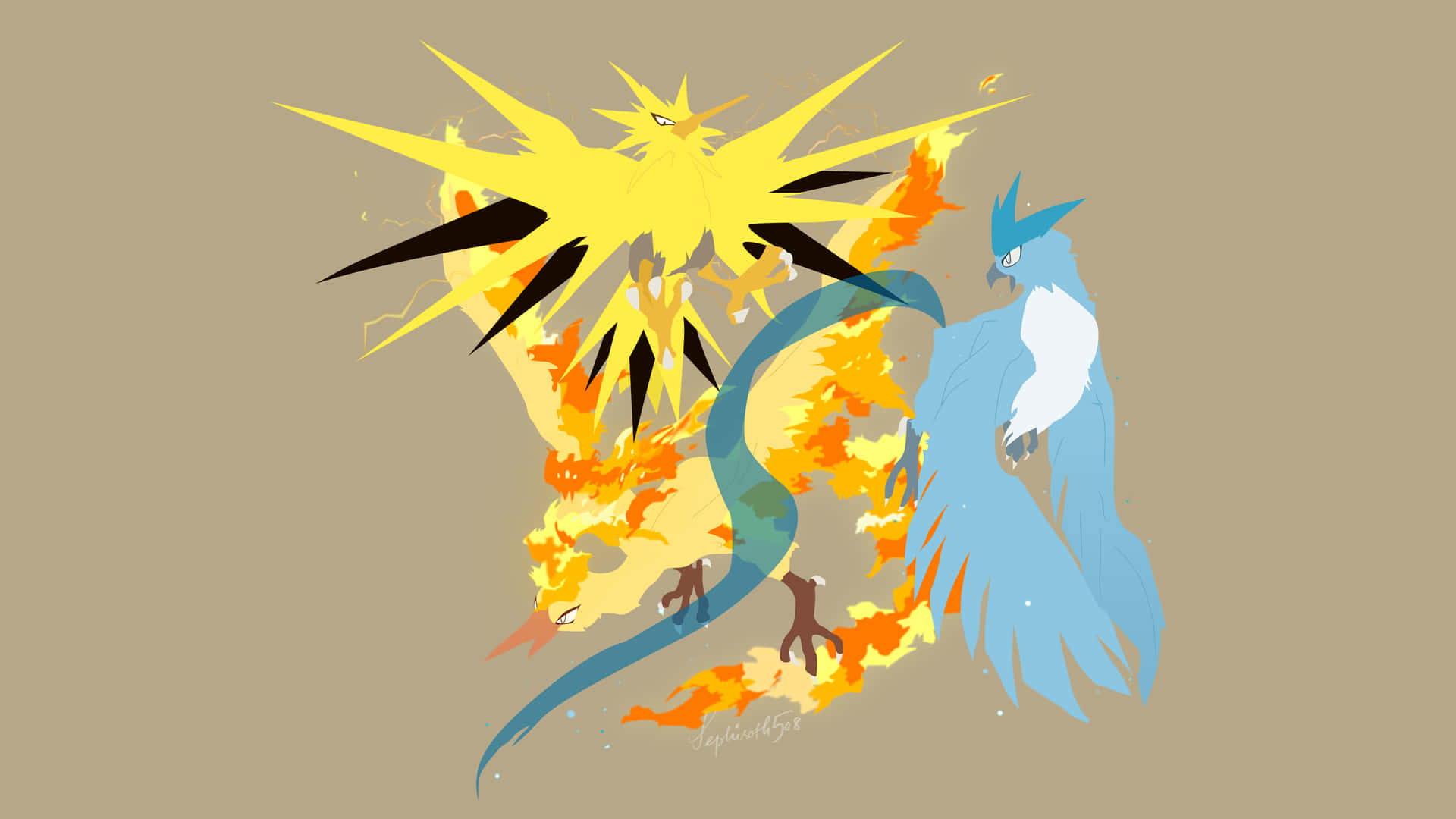Minimalist Zapdos Posing Artwork Background