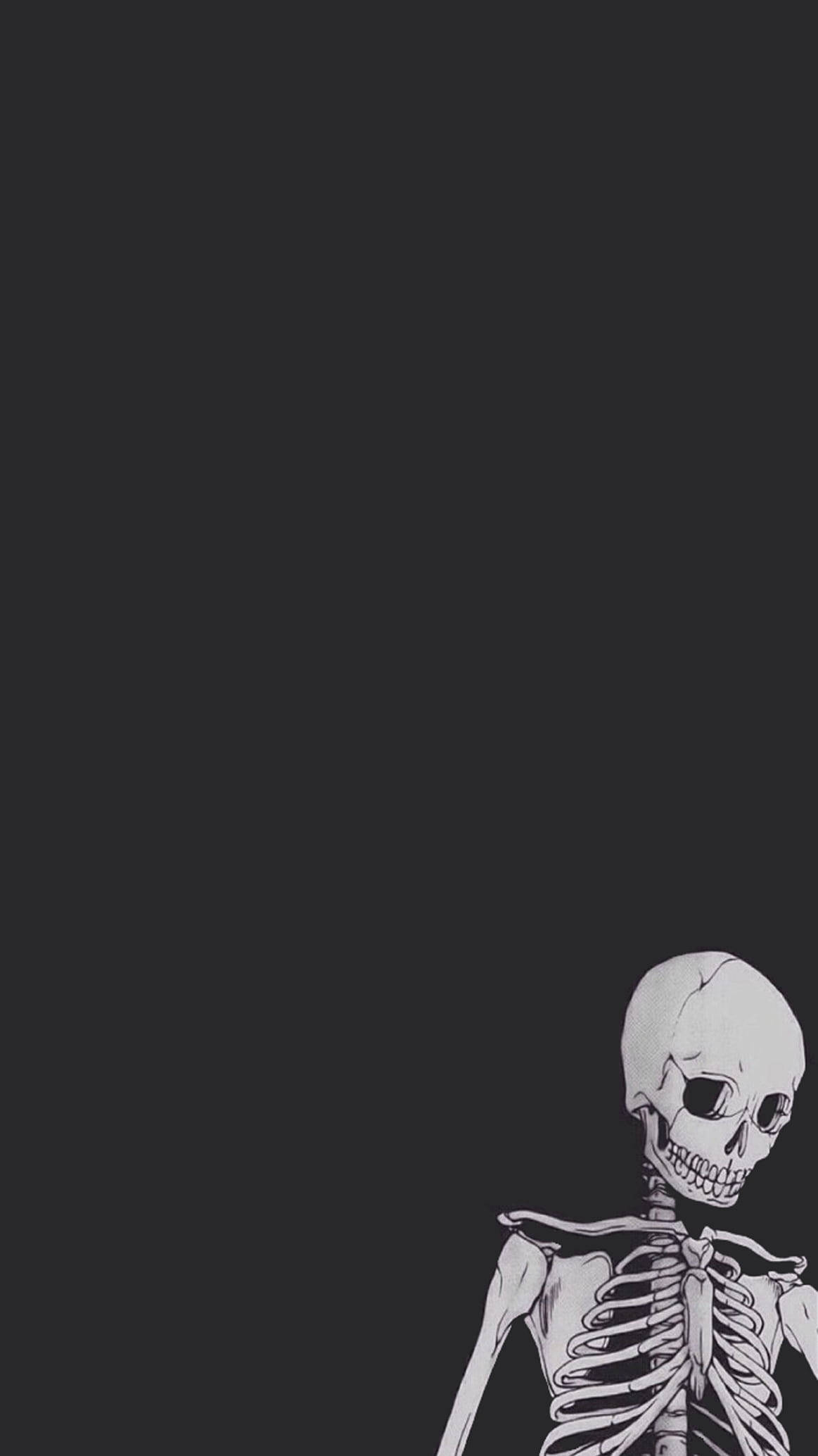 Minimalistic And Cute Skeleton Iphone Art Background