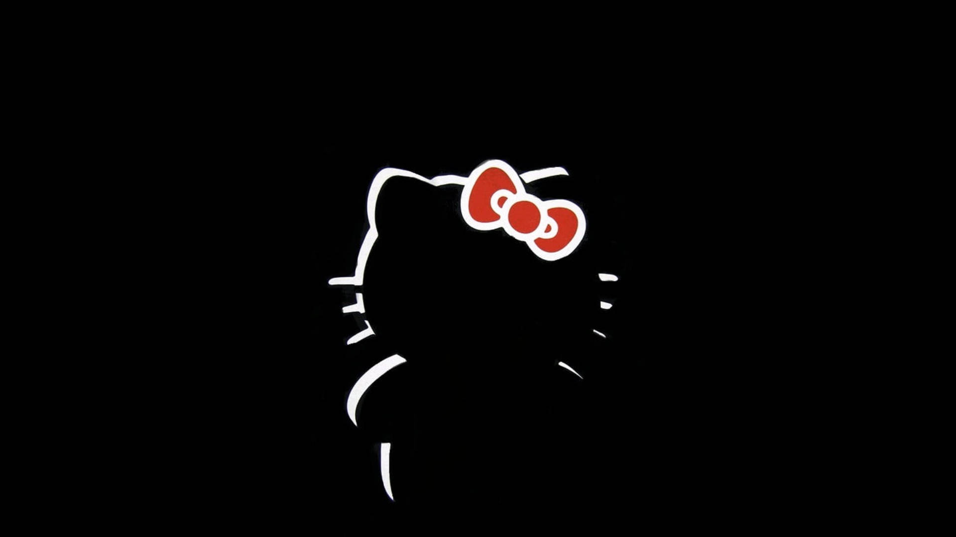 Minimalistic Black Hello Kitty Silhouette Background