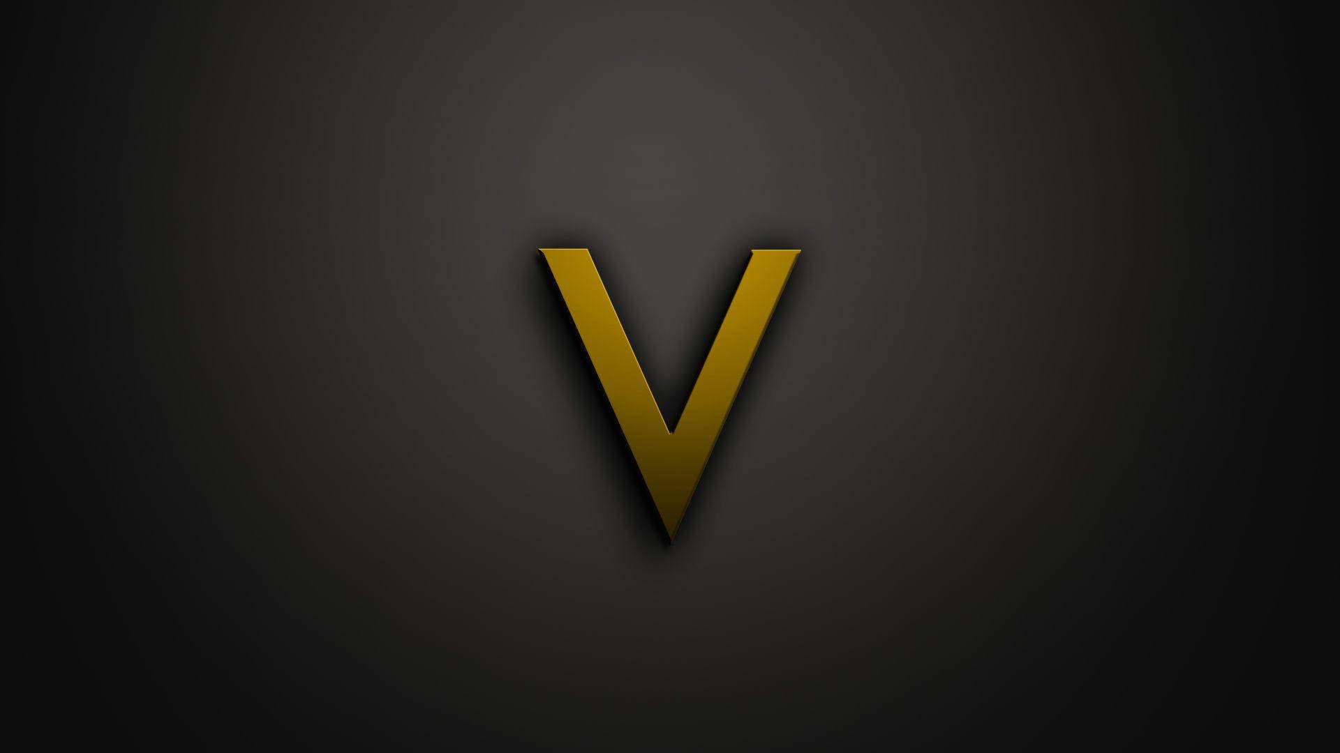 Minimalistic Gold Letter V Background