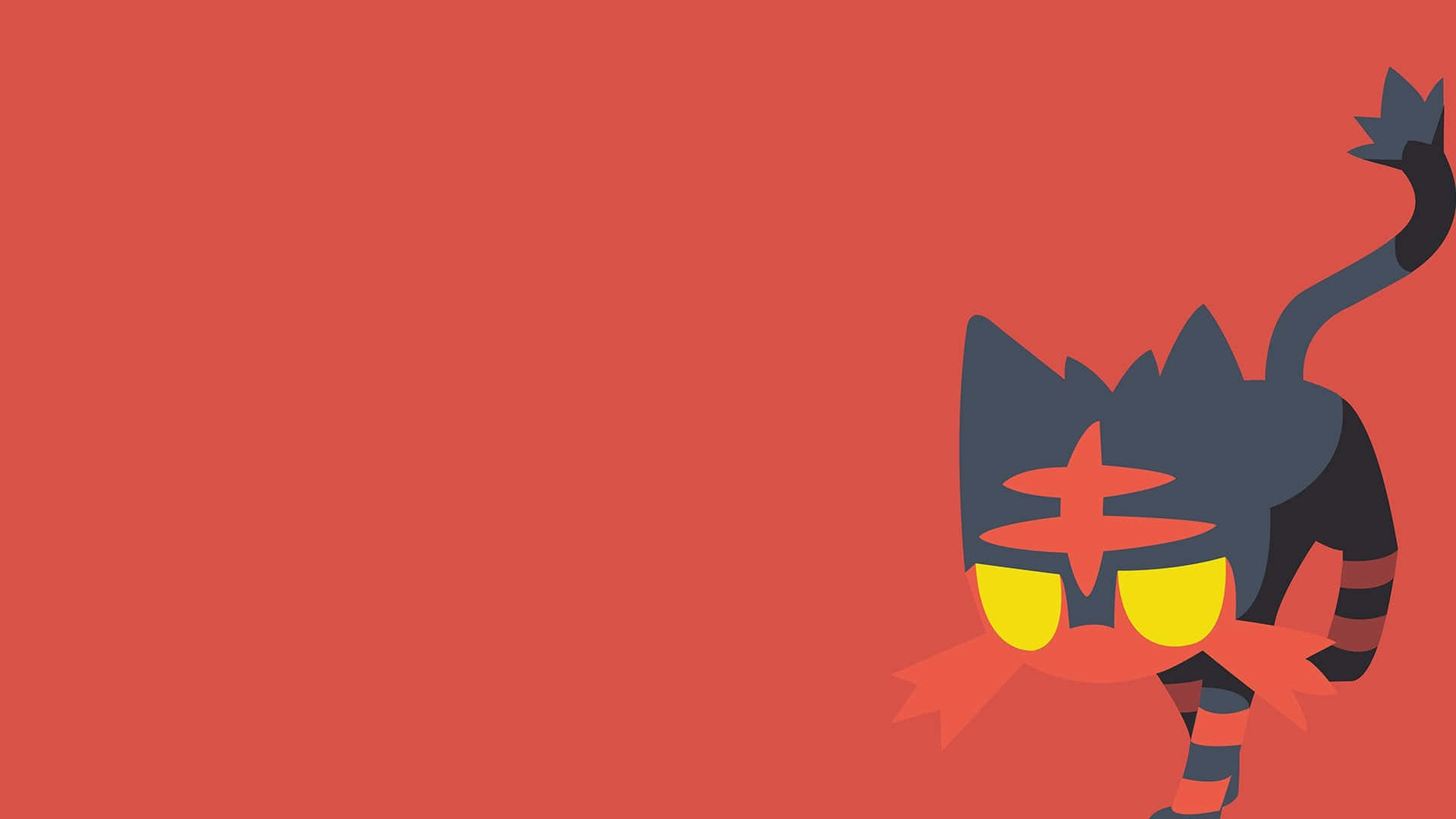 Minimalistic Litten Against Red Background Background