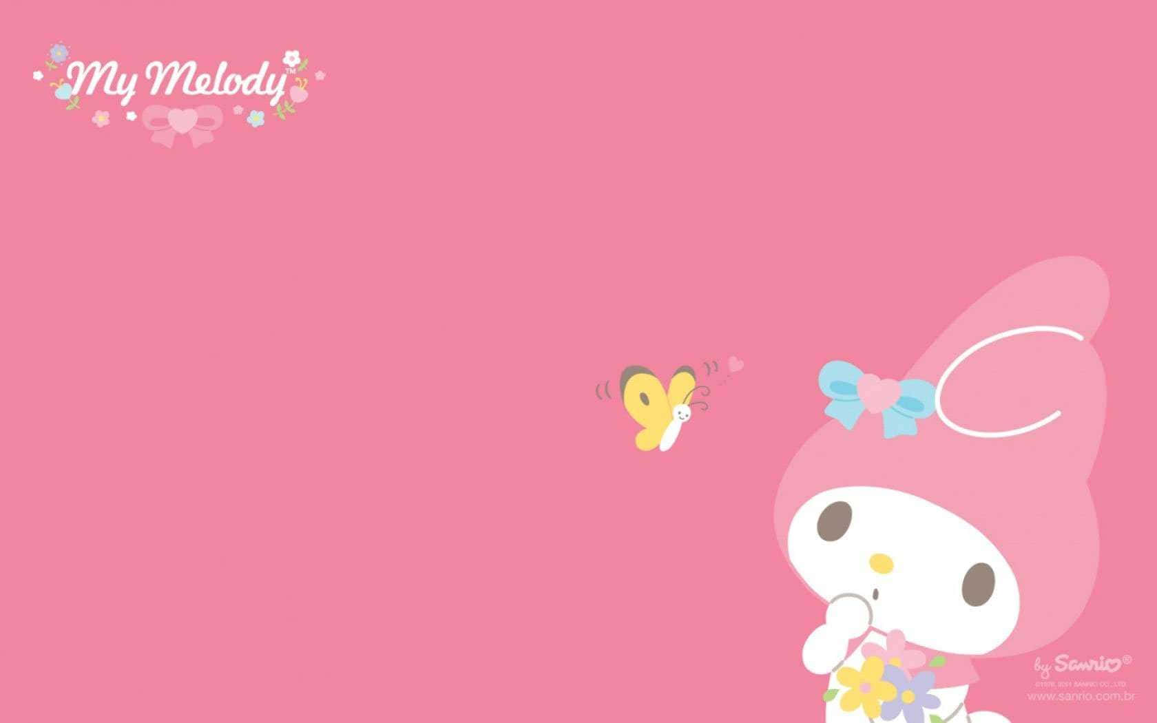 Minimalistic Pink My Melody Desktop Background