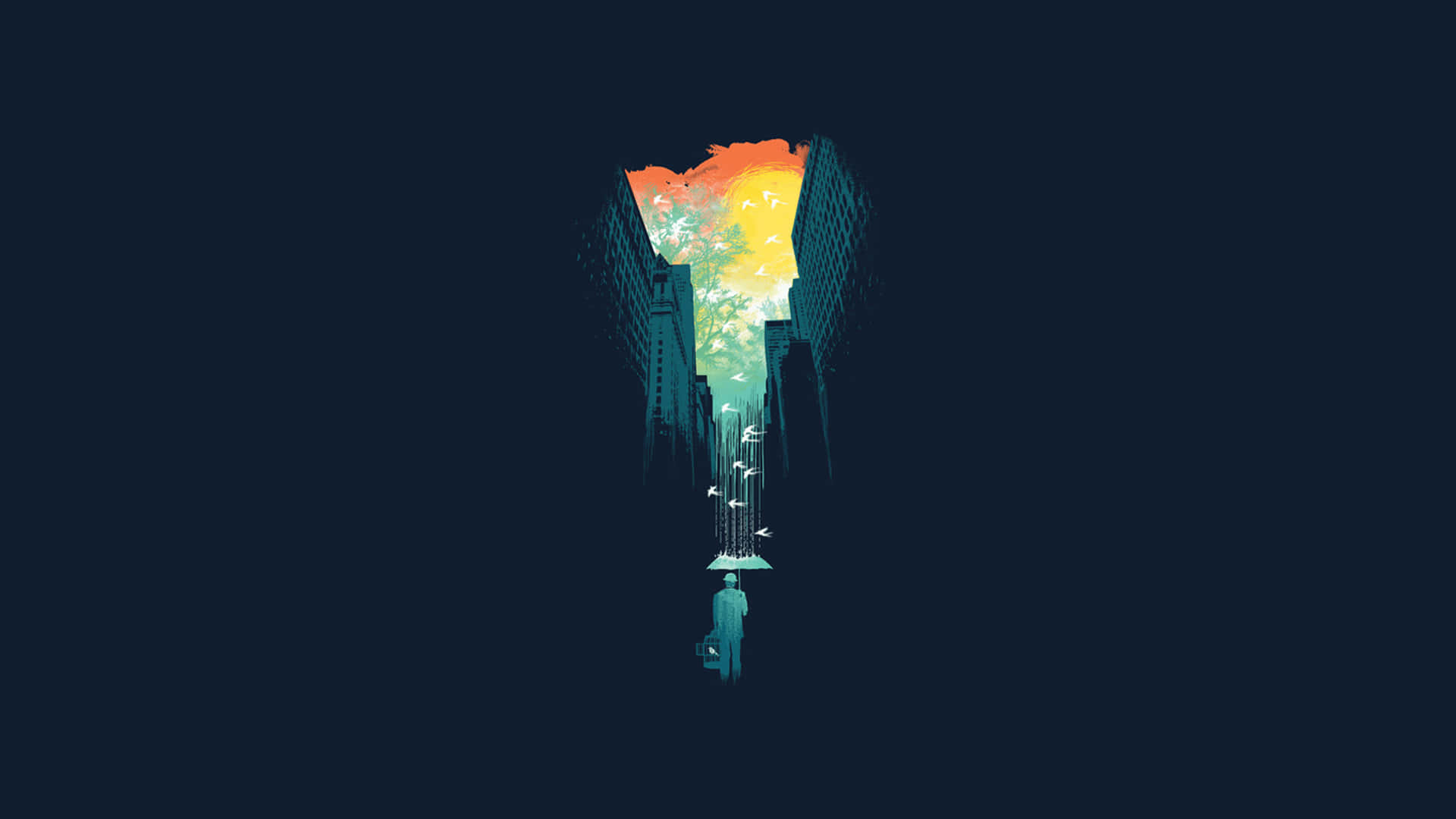 Minimalistic Red And Blue Wallpaper Background