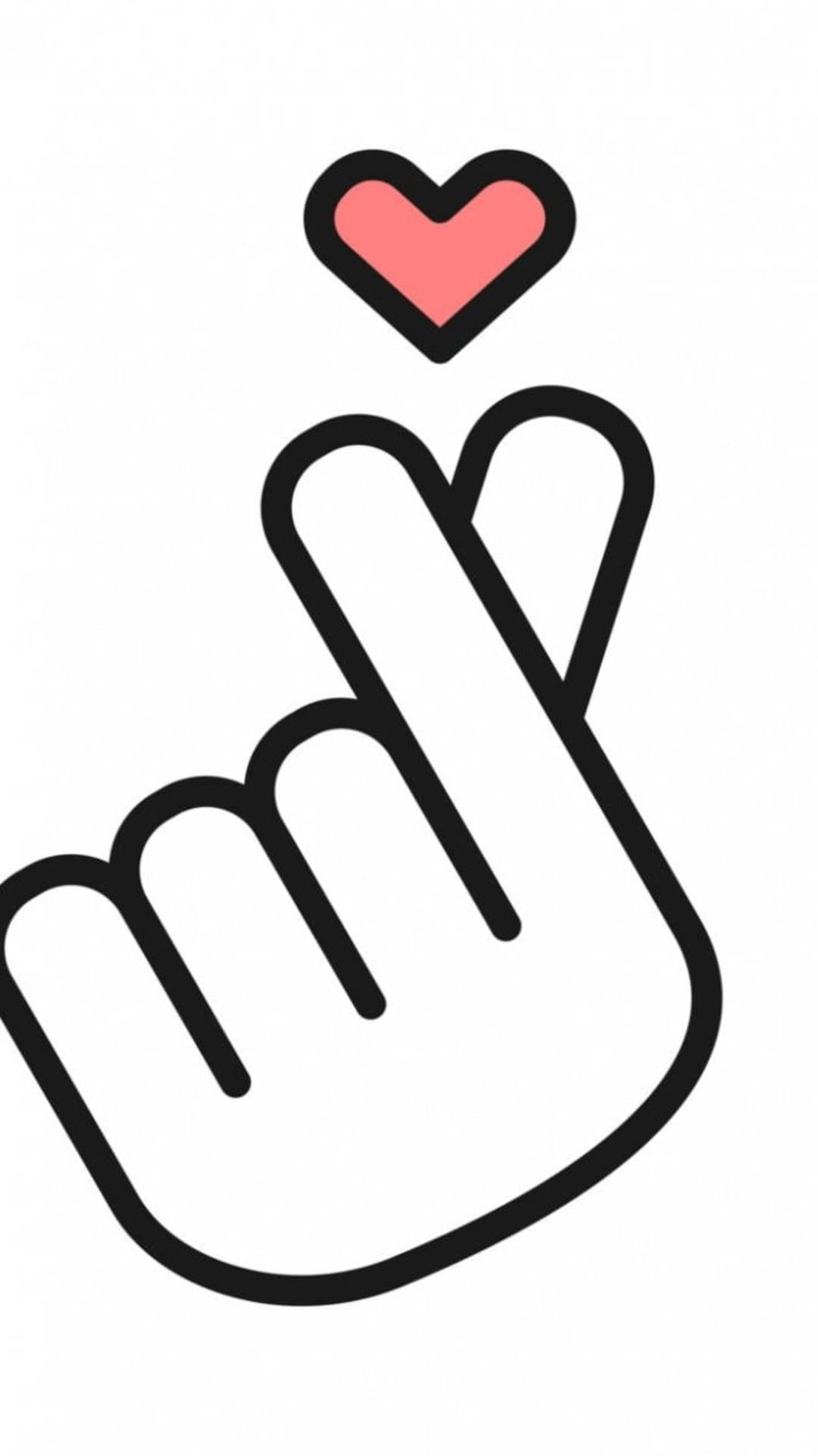 Minimalistic Saranghae Finger Heart Background