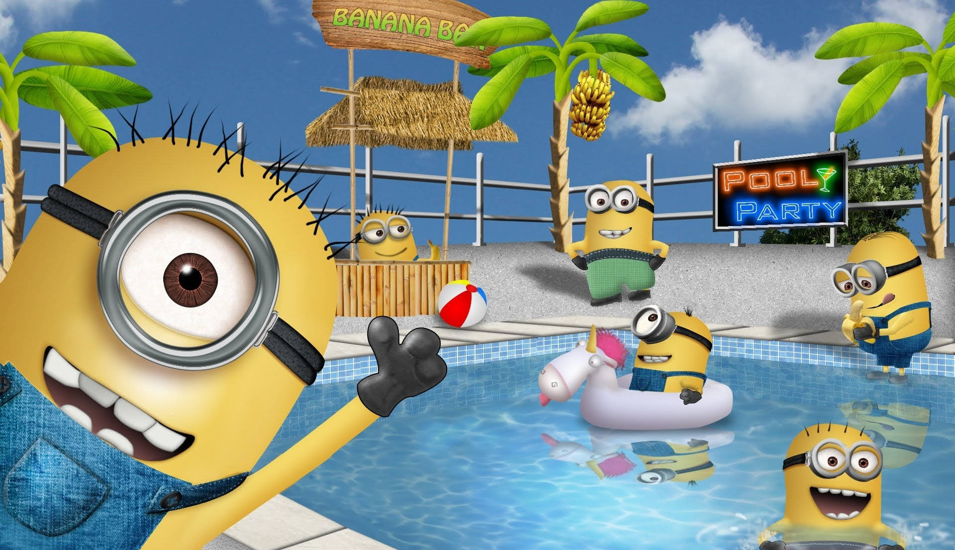 Minion Birthday Pool Party Background