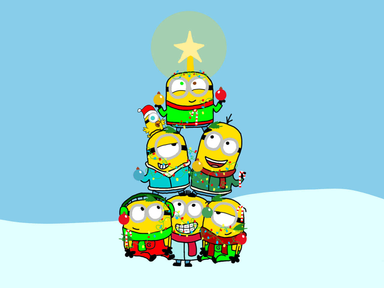 Minion Christmas Tree Formation Background