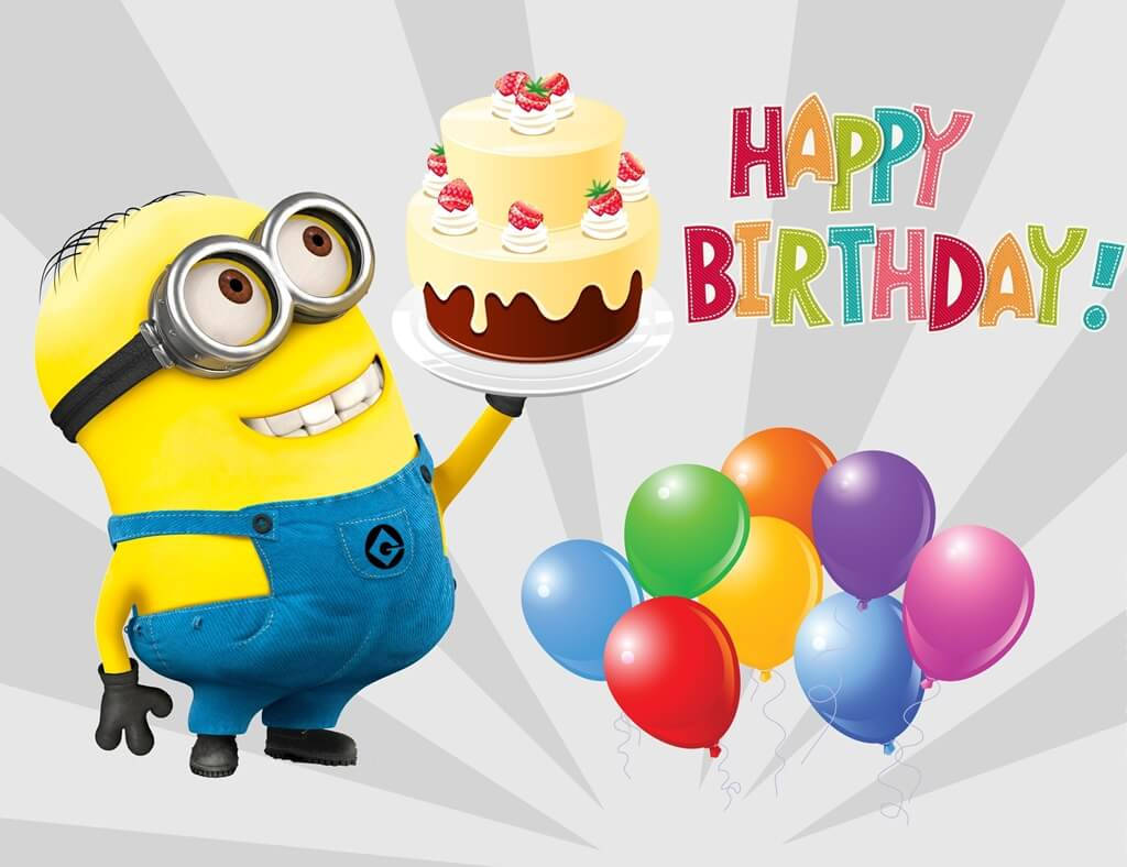Minion Happy Birthday With Cake Background