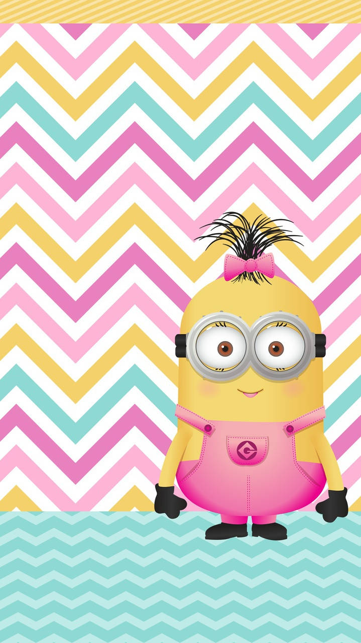 Minion In Pink With Gift Wrap Background Background