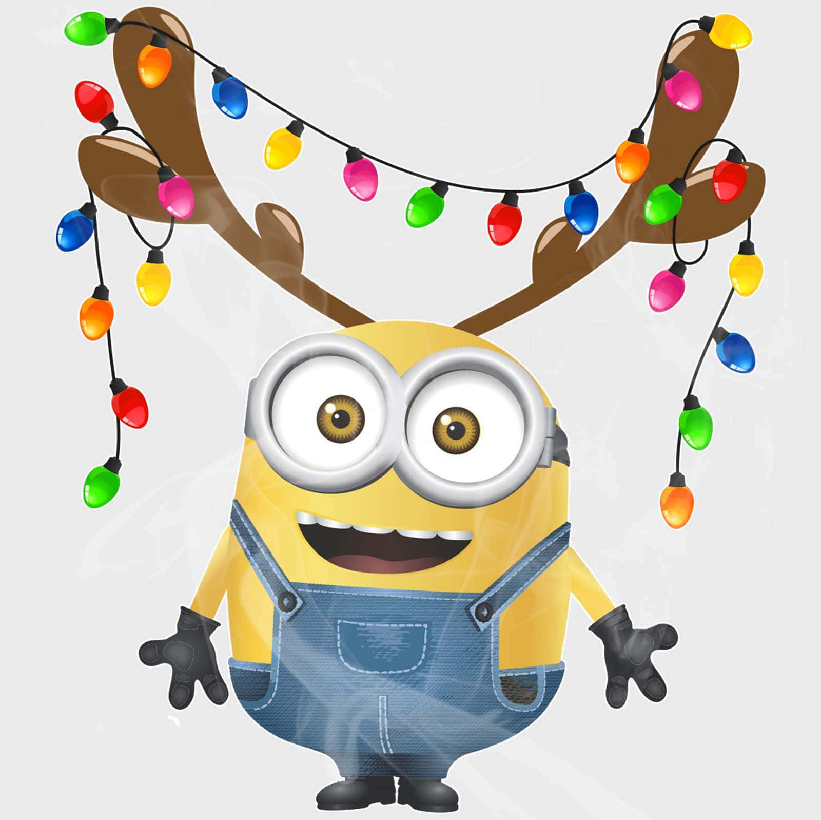 Minion Reindeerwith Christmas Lights Background