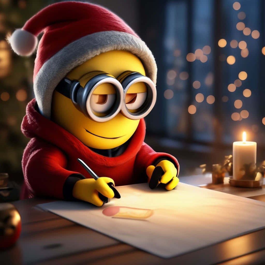 Minion Writing Christmas Letter Background